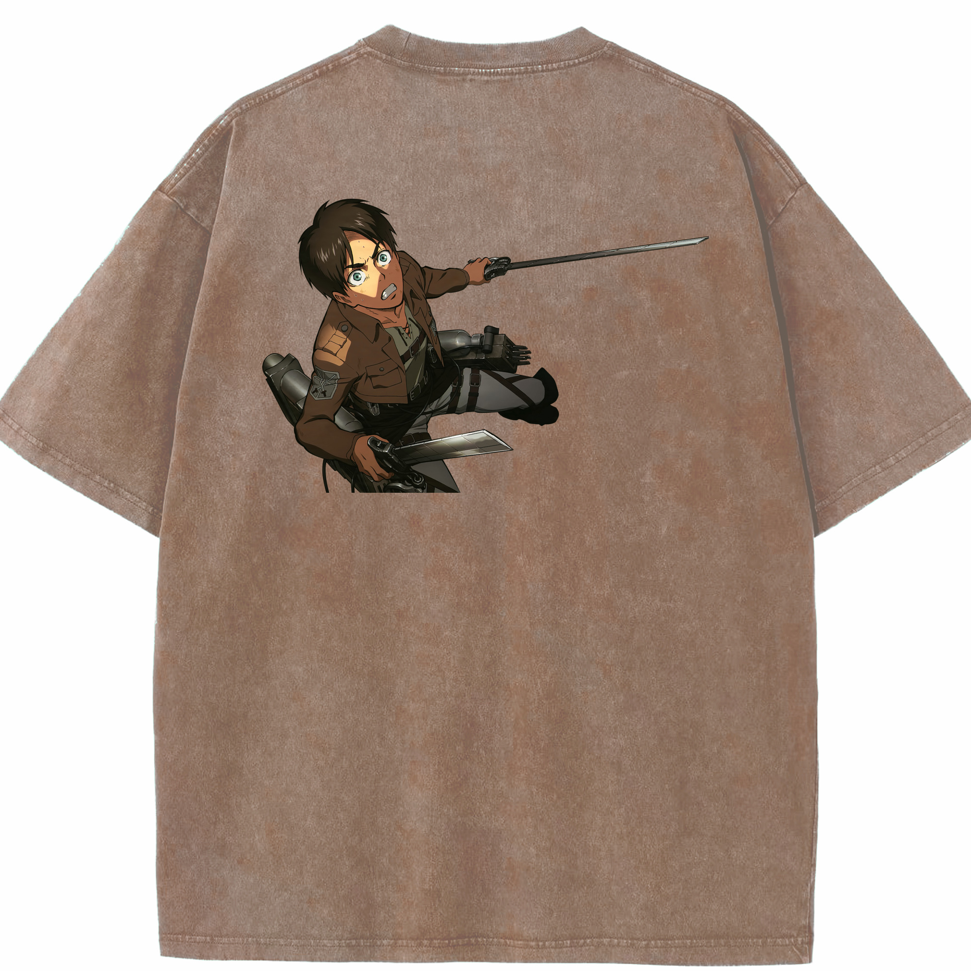 （画像用） 進撃の巨人 エレン･イェーガー Attack on Titan Eren Jäger 綿100% ヴィンテージ風 半袖Tシャツ（背面プリント）