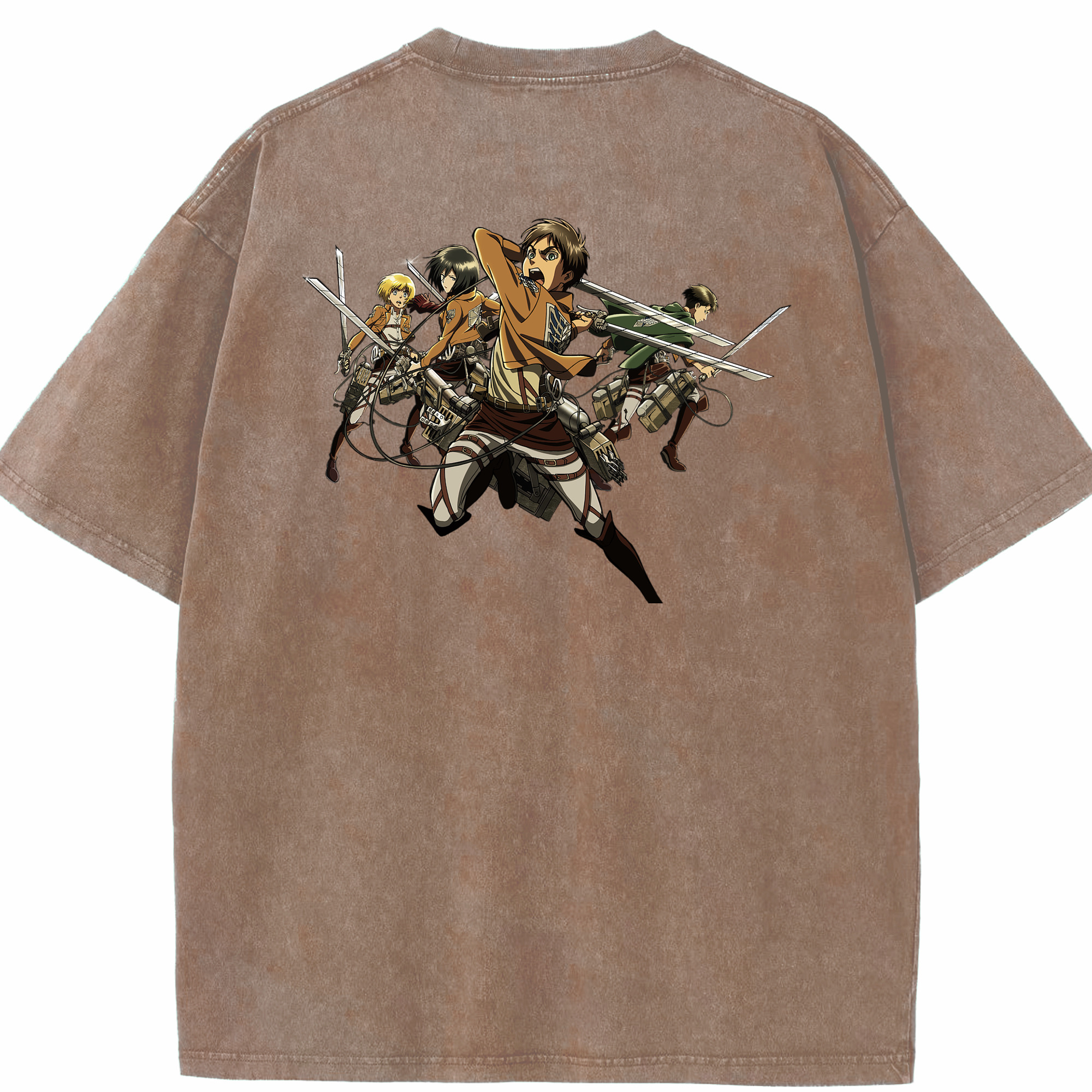 （画像用） 進撃の巨人 エレン･イェーガー Attack on Titan Eren Jäger 綿100% ヴィンテージ風 半袖Tシャツ（背面プリント）