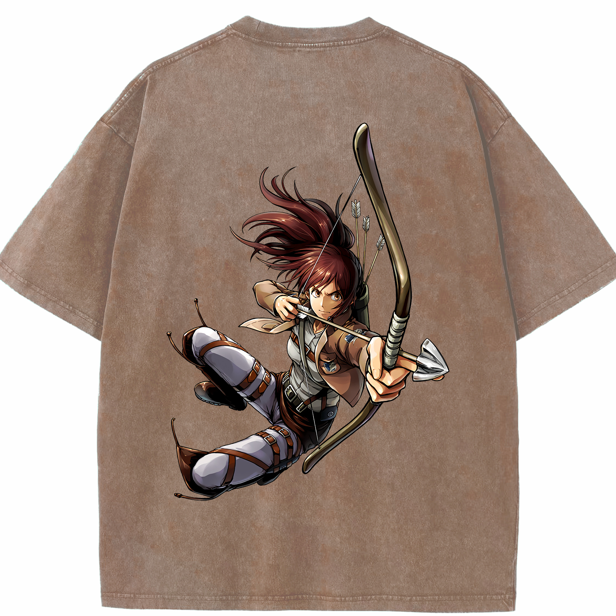 （画像用） 進撃の巨人 サシャ·ブラウス Attack on Titan Sasha Blaus 綿100% ヴィンテージ風 半袖Tシャツ（背面プリント）