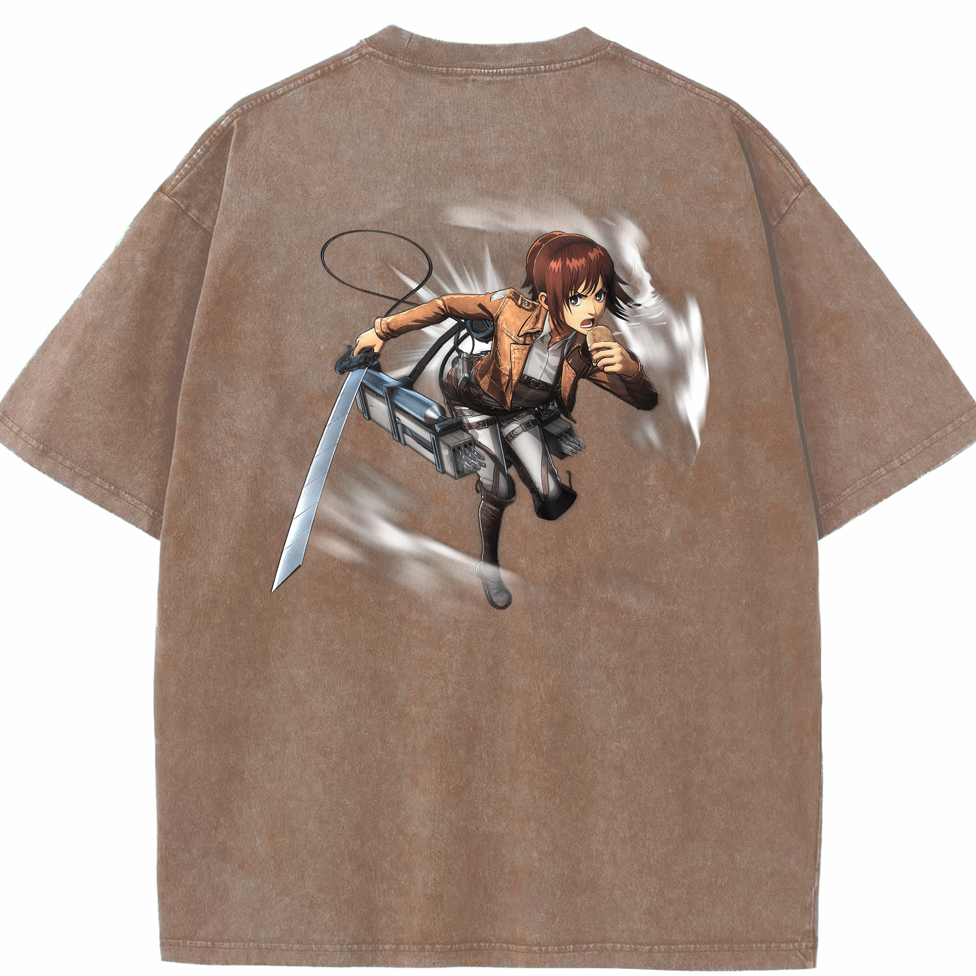 （画像用） 進撃の巨人 サシャ·ブラウス Attack on Titan Sasha Blaus 綿100% ヴィンテージ風 半袖Tシャツ（背面プリント）
