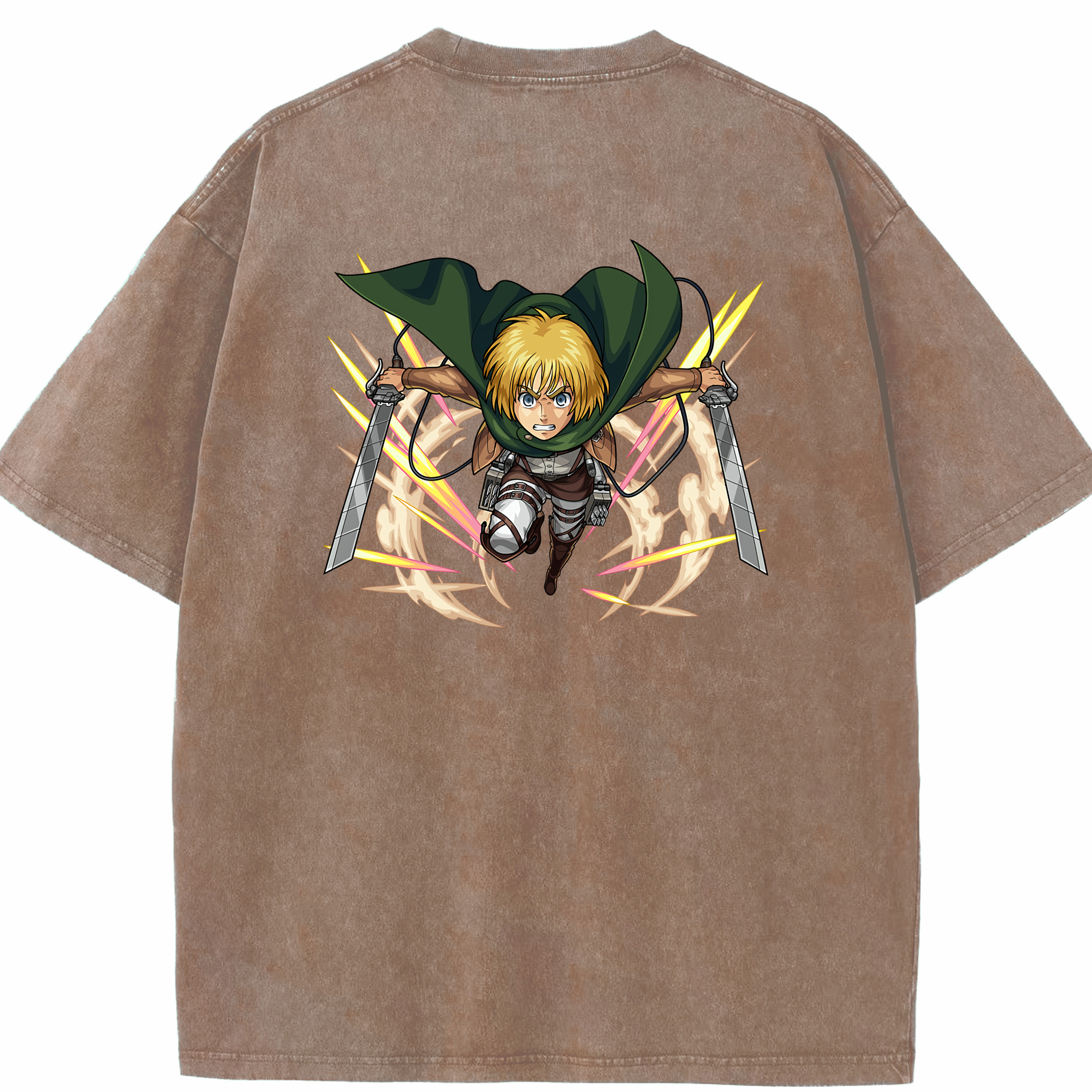 （画像用） 進撃の巨人 アルミン·アルレルト Attack on Titan Armin Arlert 綿100% ヴィンテージ風 半袖Tシャツ（背面プリント）