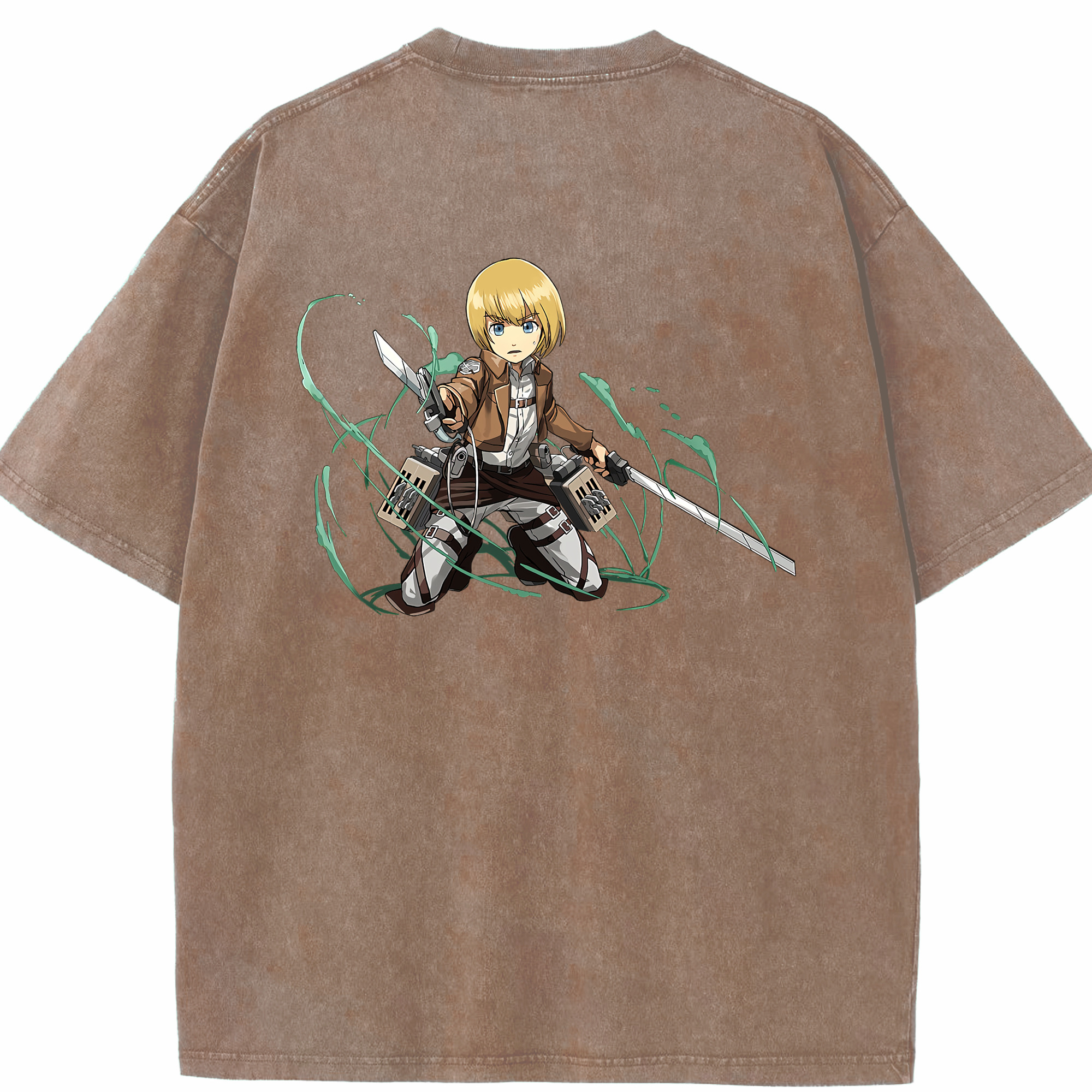 （画像用） 進撃の巨人 アルミン·アルレルト Attack on Titan Armin Arlert 綿100% ヴィンテージ風 半袖Tシャツ（背面プリント）