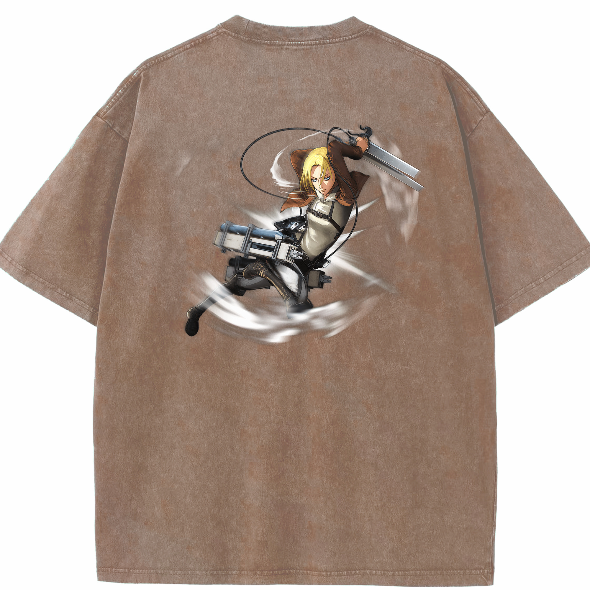 （画像用） 進撃の巨人 アニ・レオンハート Attack on Titan Annie Leonhart 綿100% ヴィンテージ風 半袖Tシャツ（背面プリント）