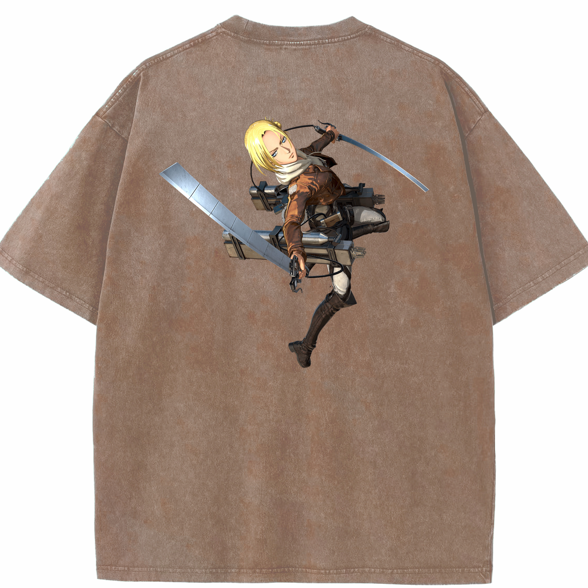 （画像用） 進撃の巨人 アニ・レオンハート Attack on Titan Annie Leonhart 綿100% ヴィンテージ風 半袖Tシャツ（背面プリント）