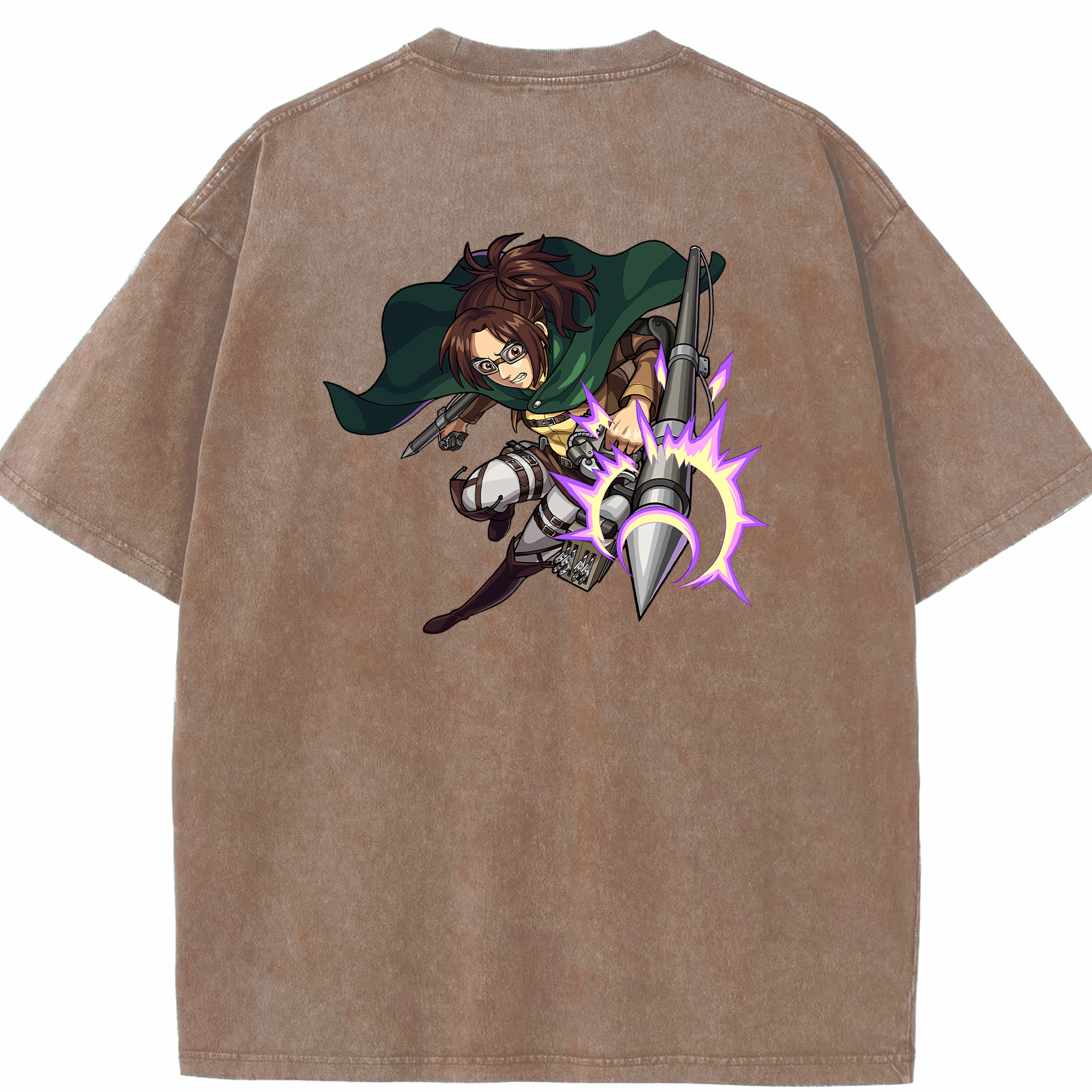 （画像用） 進撃の巨人 ハンジ·ゾエ Attack on Titan Hanji Zoe 綿100% ヴィンテージ風 半袖Tシャツ（背面プリント）