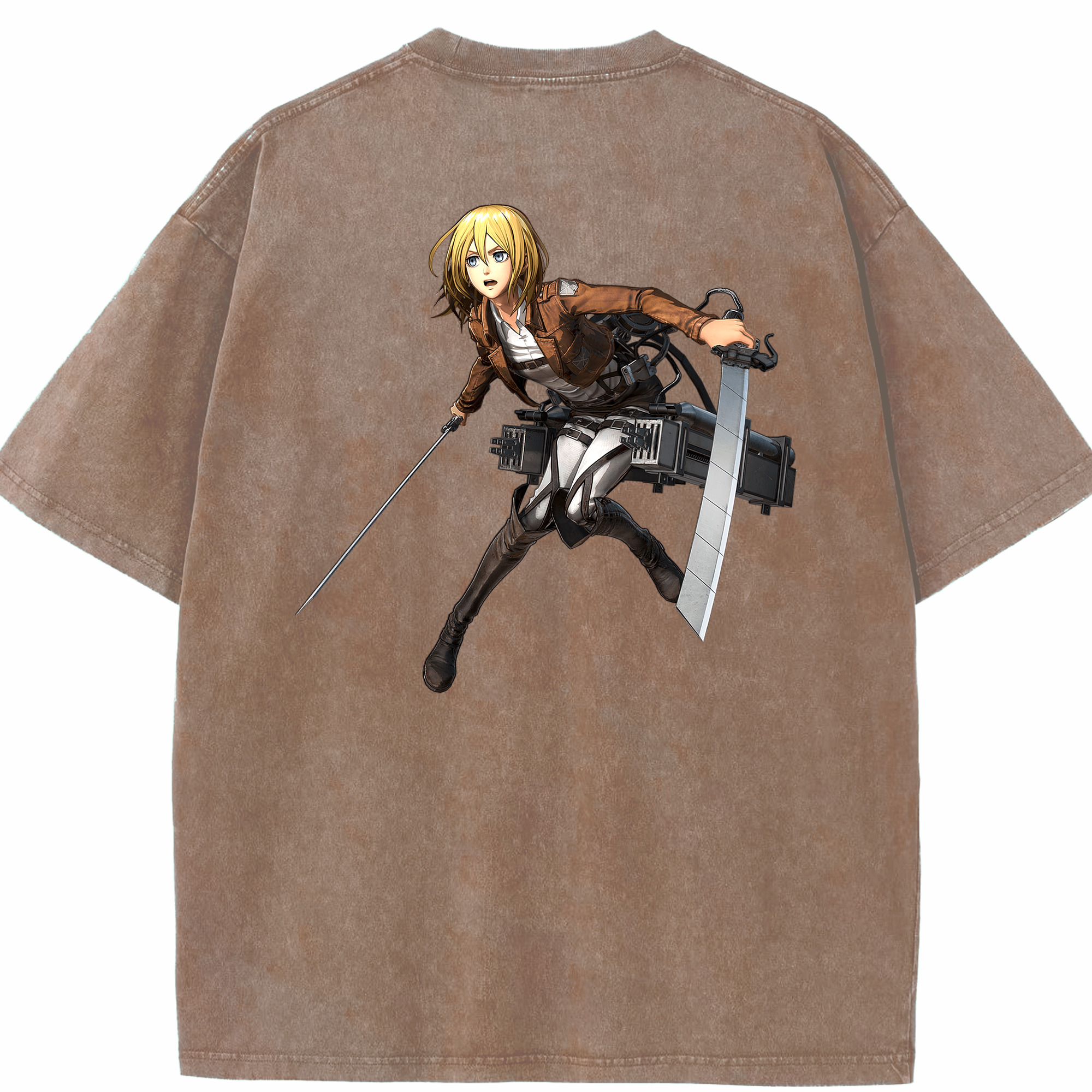 （画像用） 進撃の巨人 クリスタ·レンズ Attack on Titan Christa Lenz 綿100% ヴィンテージ風 半袖Tシャツ（背面プリント）