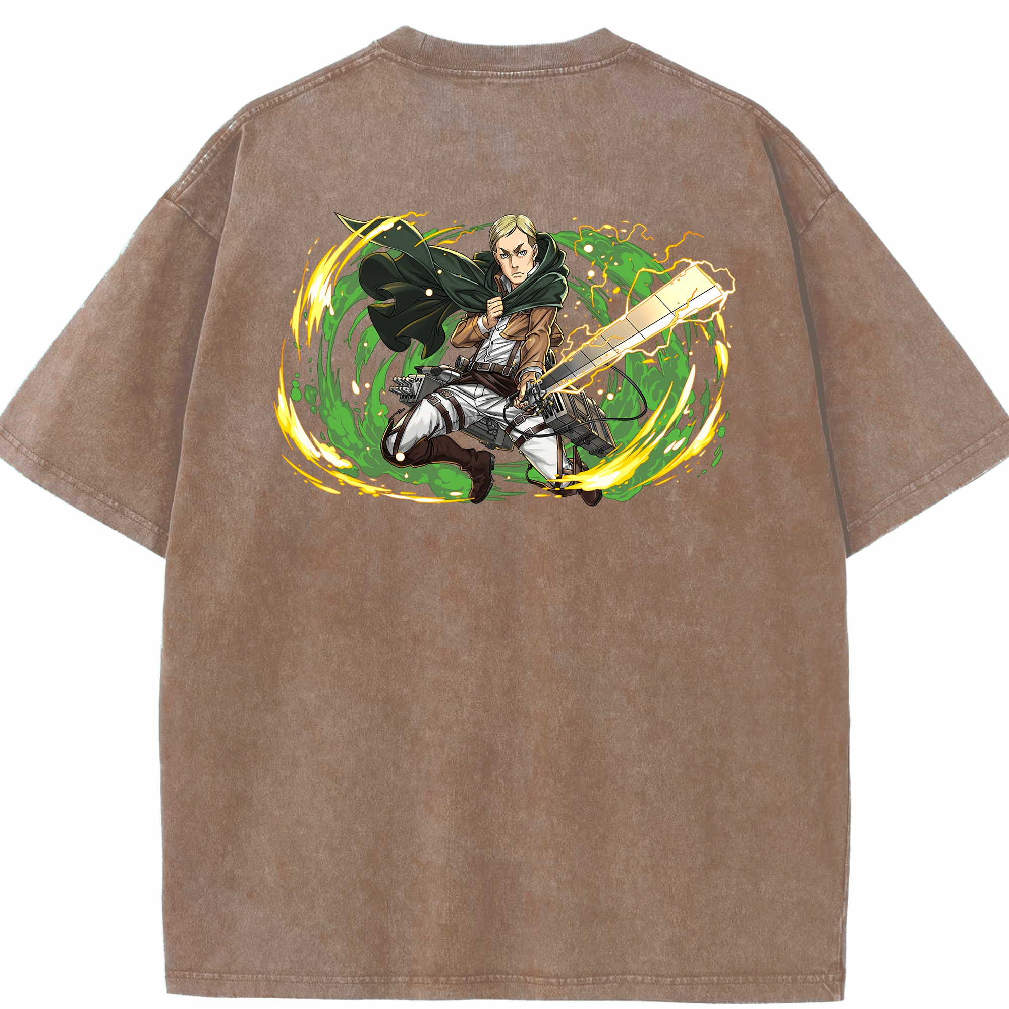 （画像用） 進撃の巨人 エルヴィン・スミス Attack on Titan Erwin Smith 綿100% ヴィンテージ風 半袖Tシャツ（背面プリント）