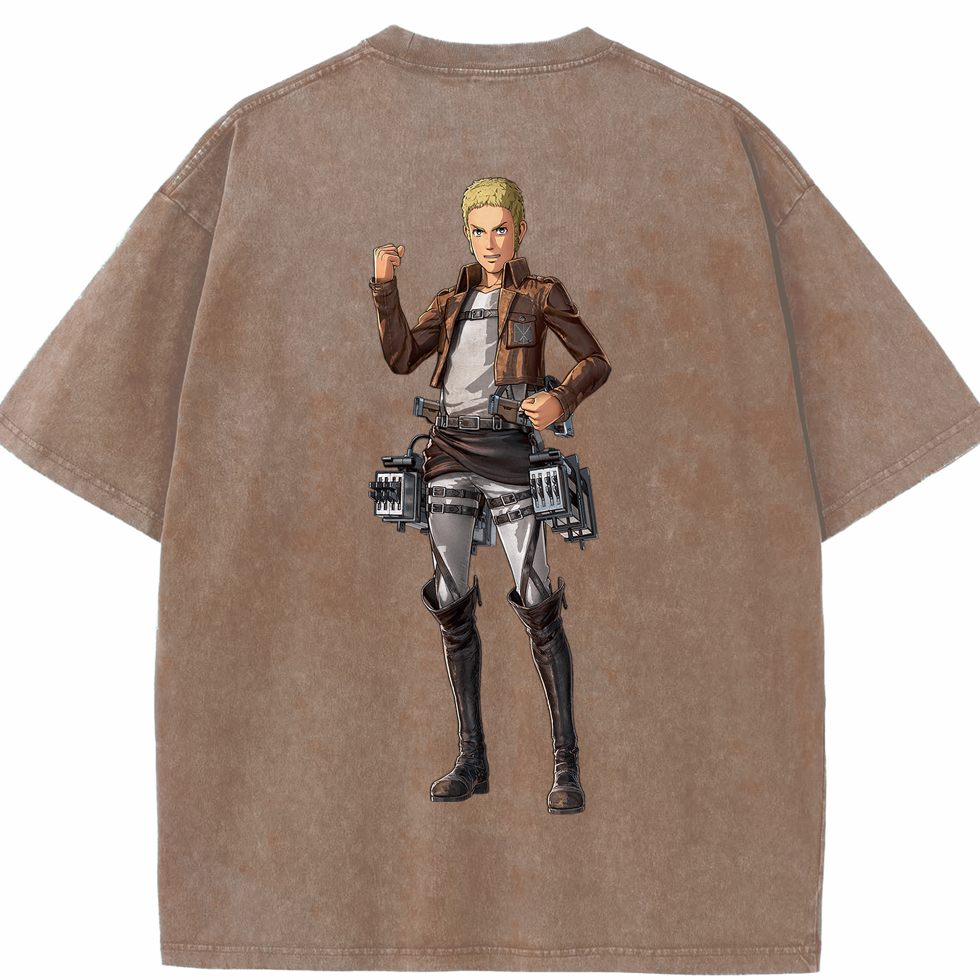（画像用） 進撃の巨人 ライナー・ブラウン Attack on Titan Reiner Braun 綿100% ヴィンテージ風 半袖Tシャツ（背面プリント）