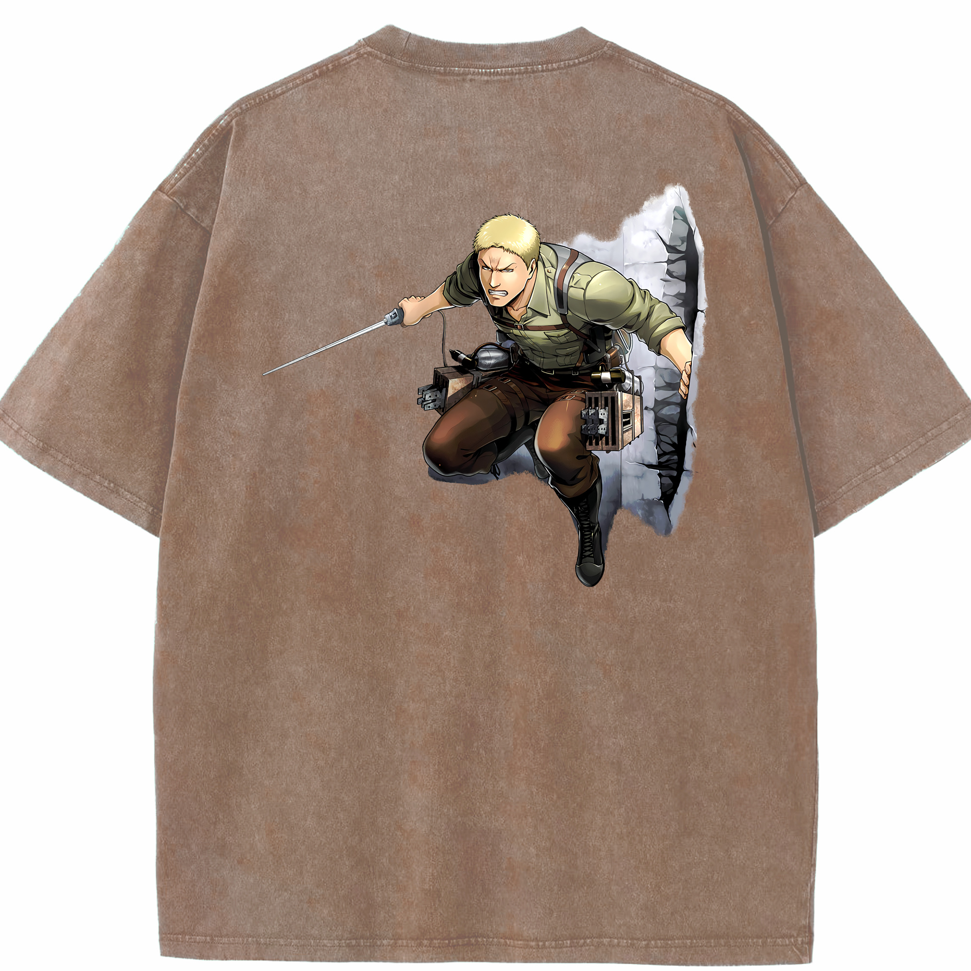 （画像用） 進撃の巨人 ライナー・ブラウン Attack on Titan Reiner Braun 綿100% ヴィンテージ風 半袖Tシャツ（背面プリント）