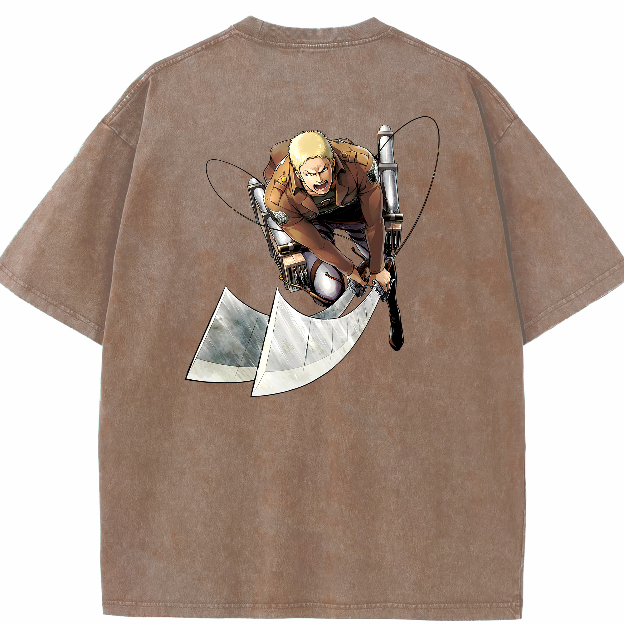 （画像用） 進撃の巨人 ライナー・ブラウン Attack on Titan Reiner Braun 綿100% ヴィンテージ風 半袖Tシャツ（背面プリント）
