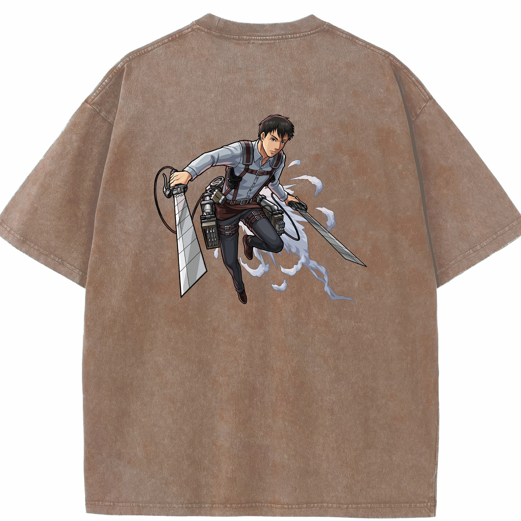 （画像用） 進撃の巨人 ベルトルト・フーバー Attack on Titan Bertholdt Hoover 綿100% ヴィンテージ風 半袖Tシャツ（背面プリント）