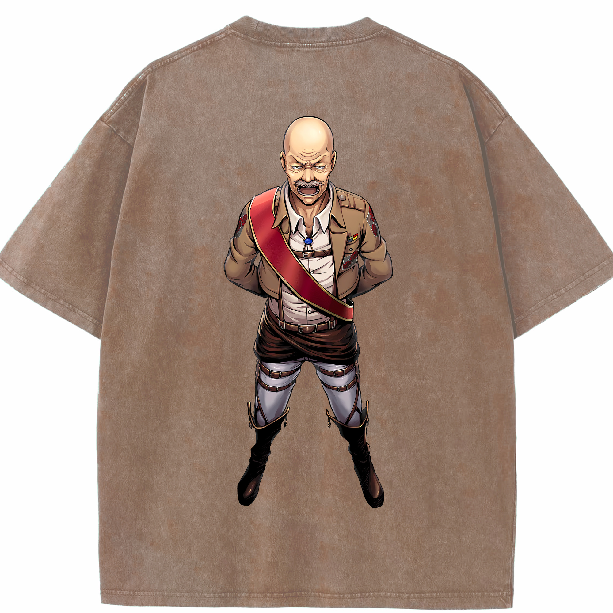 （画像用） 進撃の巨人 ドット·ピクシス Attack on Titan Dot Pixis 綿100% ヴィンテージ風 半袖Tシャツ（背面プリント）