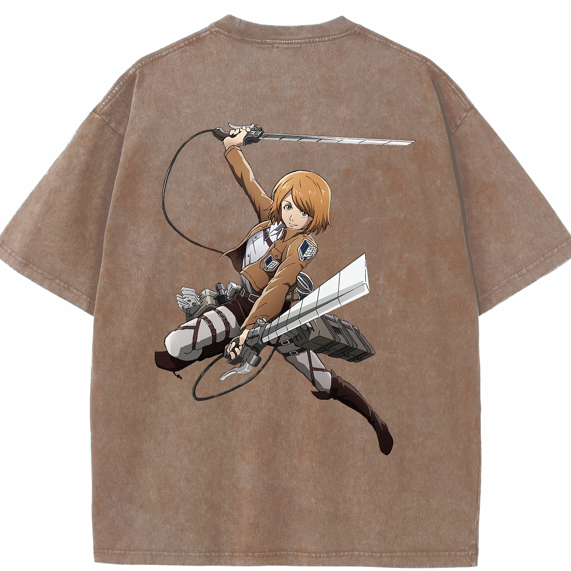 （画像用） 進撃の巨人 ペトラ·ラル Attack on Titan Petra Rall 綿100% ヴィンテージ風 半袖Tシャツ（背面プリント）