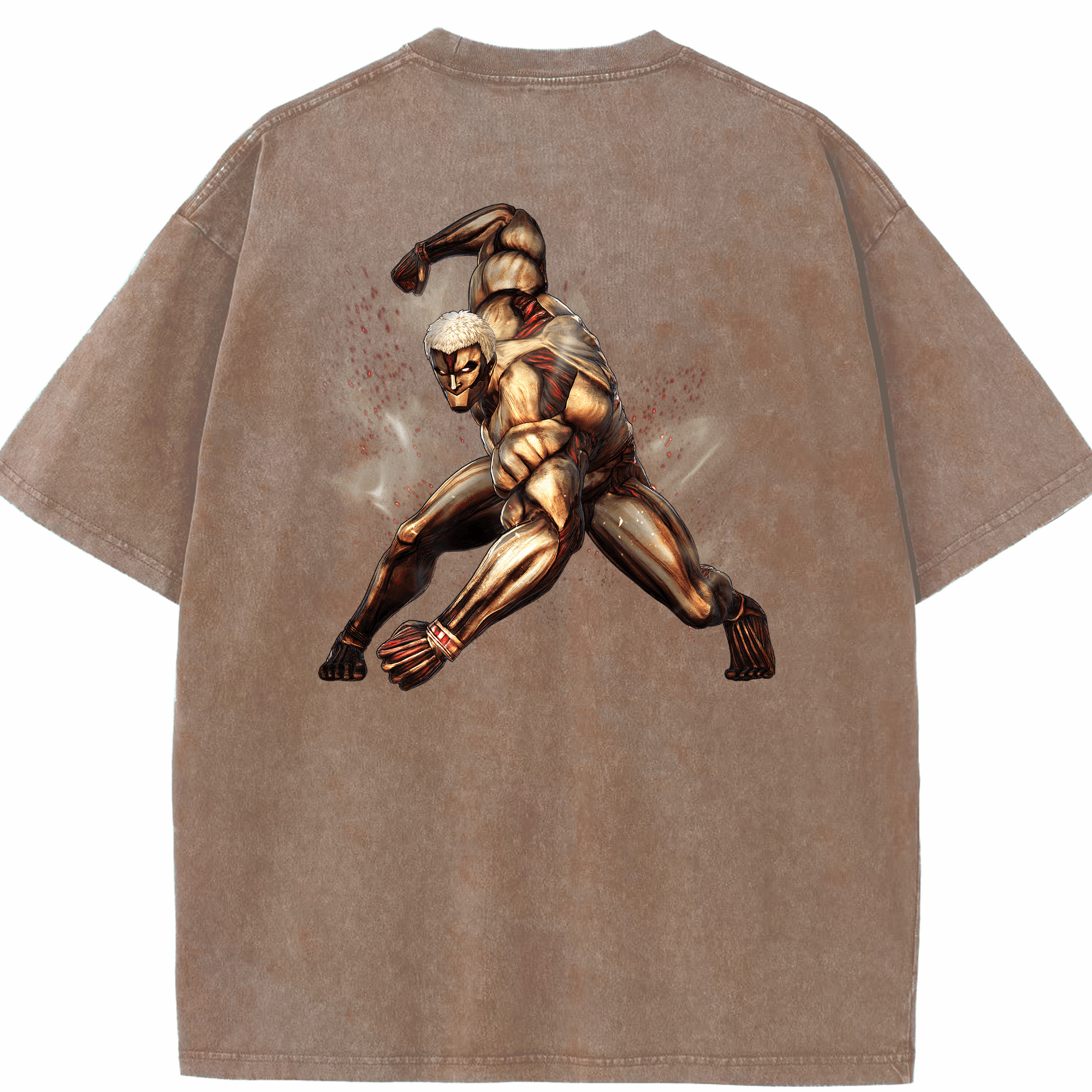 （画像用） 進撃の巨人 Attack on Titan 綿100% ヴィンテージ風 半袖Tシャツ（背面プリント）