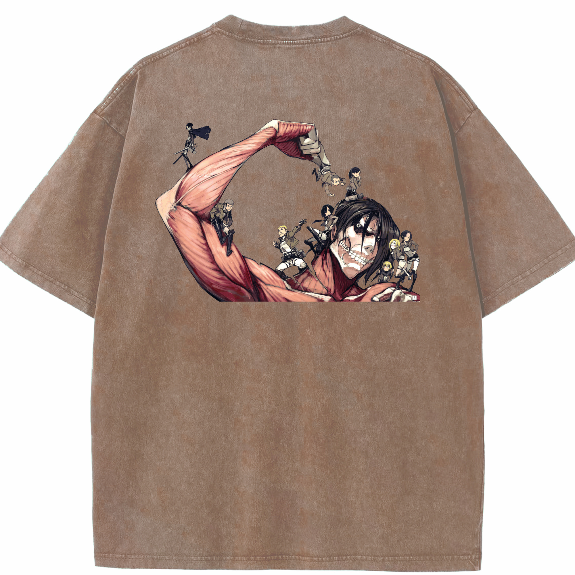 （画像用） 進撃の巨人 Attack on Titan 綿100% ヴィンテージ風 半袖Tシャツ（背面プリント）