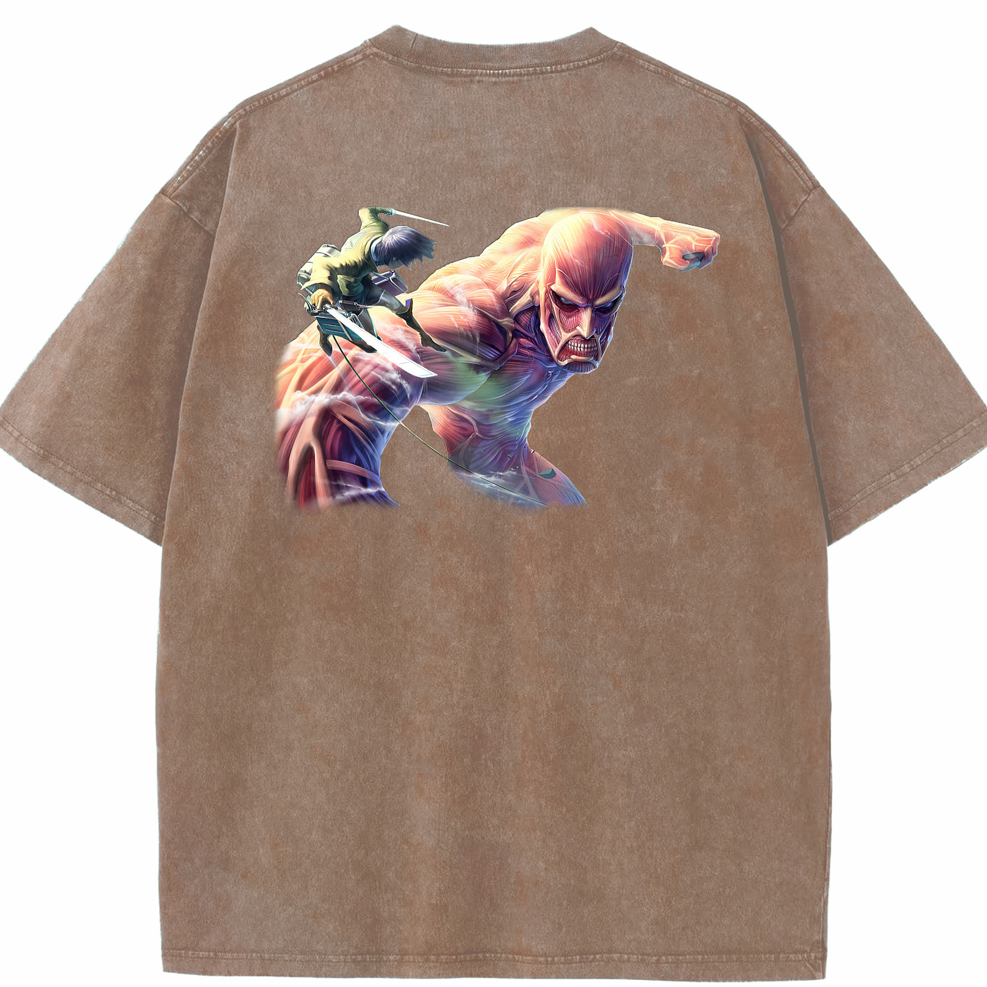 （画像用） 進撃の巨人 Attack on Titan 綿100% ヴィンテージ風 半袖Tシャツ（背面プリント）