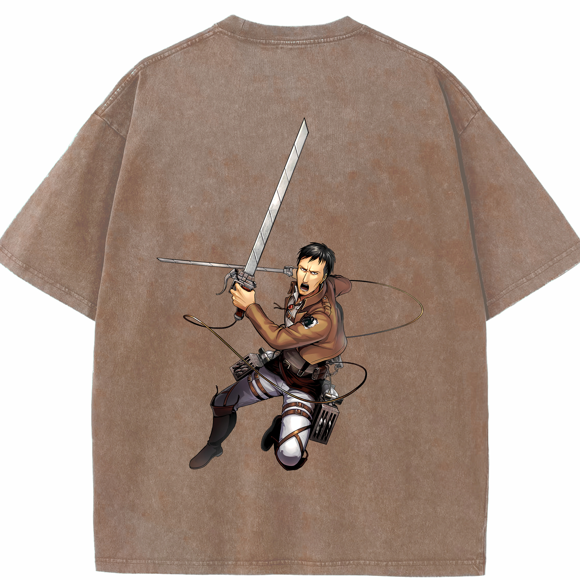 （画像用） 進撃の巨人 Attack on Titan 綿100% ヴィンテージ風 半袖Tシャツ（背面プリント）