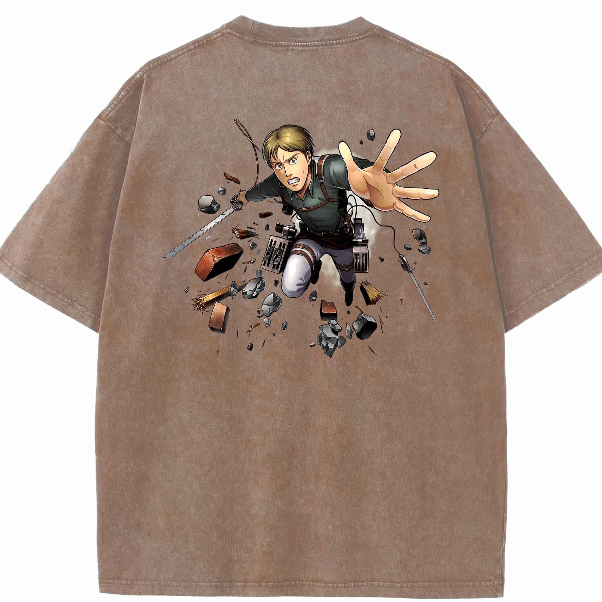 （画像用） 進撃の巨人 Attack on Titan 綿100% ヴィンテージ風 半袖Tシャツ（背面プリント）