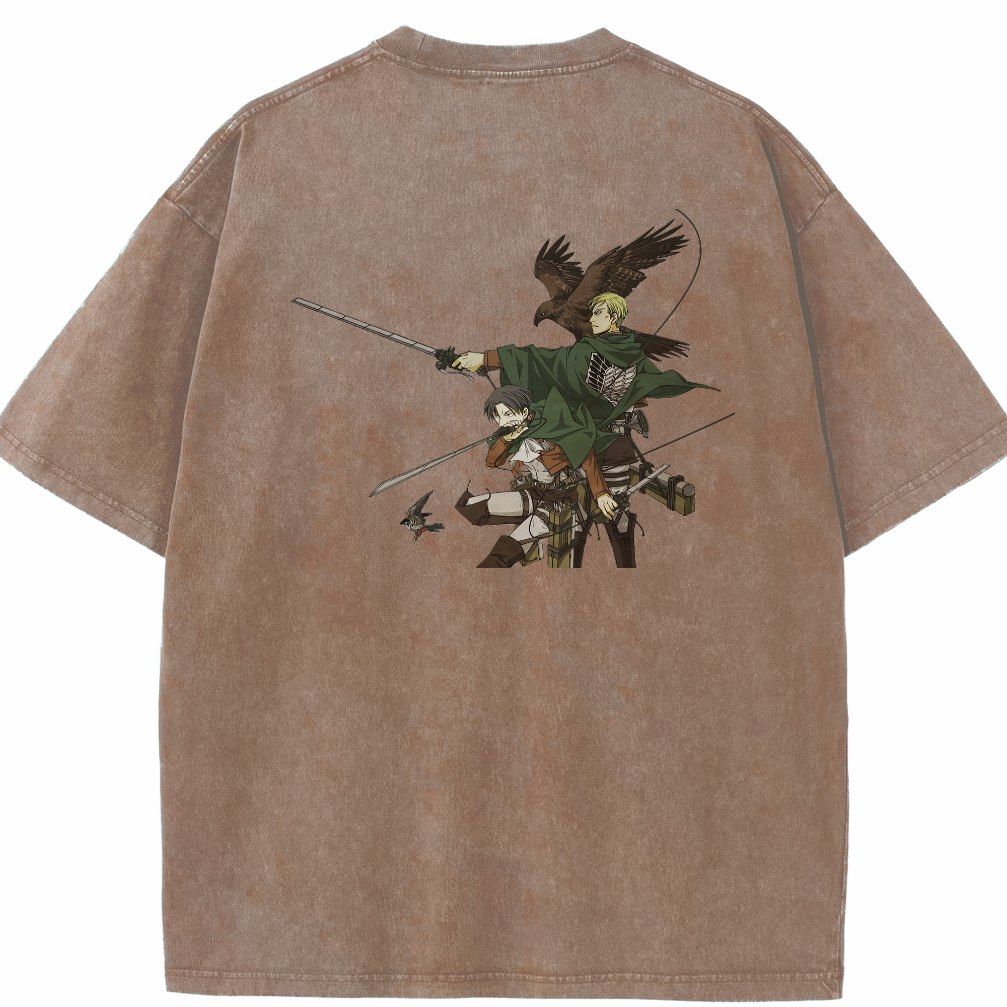 （画像用） 進撃の巨人 Attack on Titan 綿100% ヴィンテージ風 半袖Tシャツ（背面プリント）