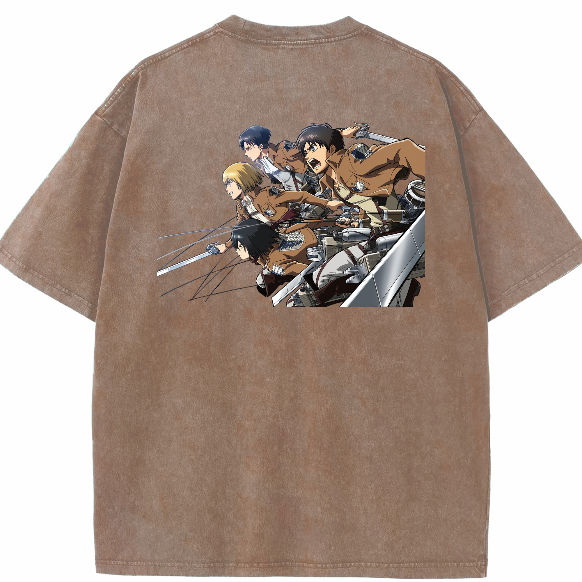 （画像用） 進撃の巨人 Attack on Titan 綿100% ヴィンテージ風 半袖Tシャツ（背面プリント）