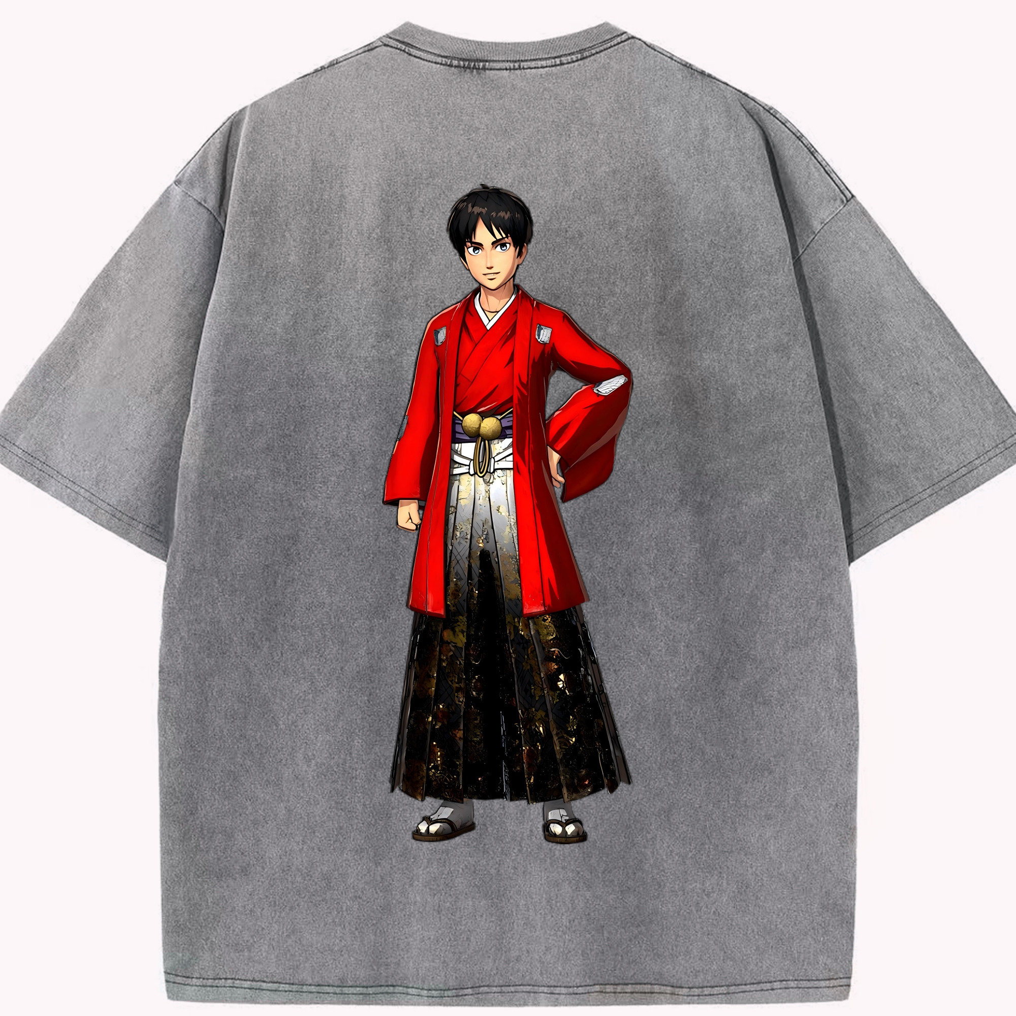 （画像用） 進撃の巨人 エレン･イェーガー Attack on Titan Eren Jäger 綿100% ヴィンテージ風 半袖Tシャツ（背面プリント）