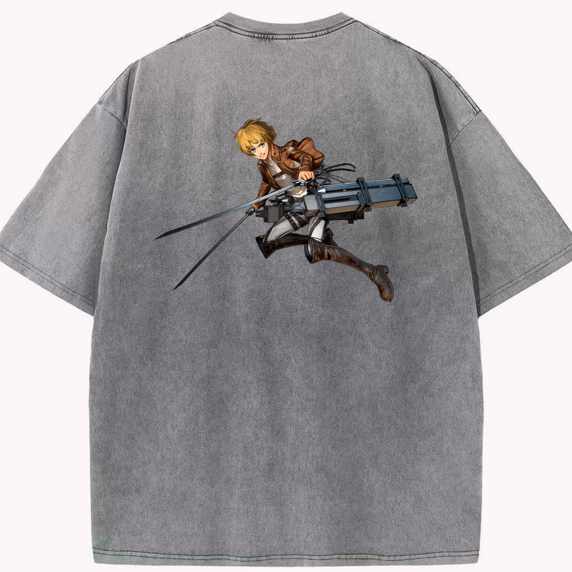 （画像用） 進撃の巨人 アルミン·アルレルト Attack on Titan Armin Arlert 綿100% ヴィンテージ風 半袖Tシャツ（背面プリント）