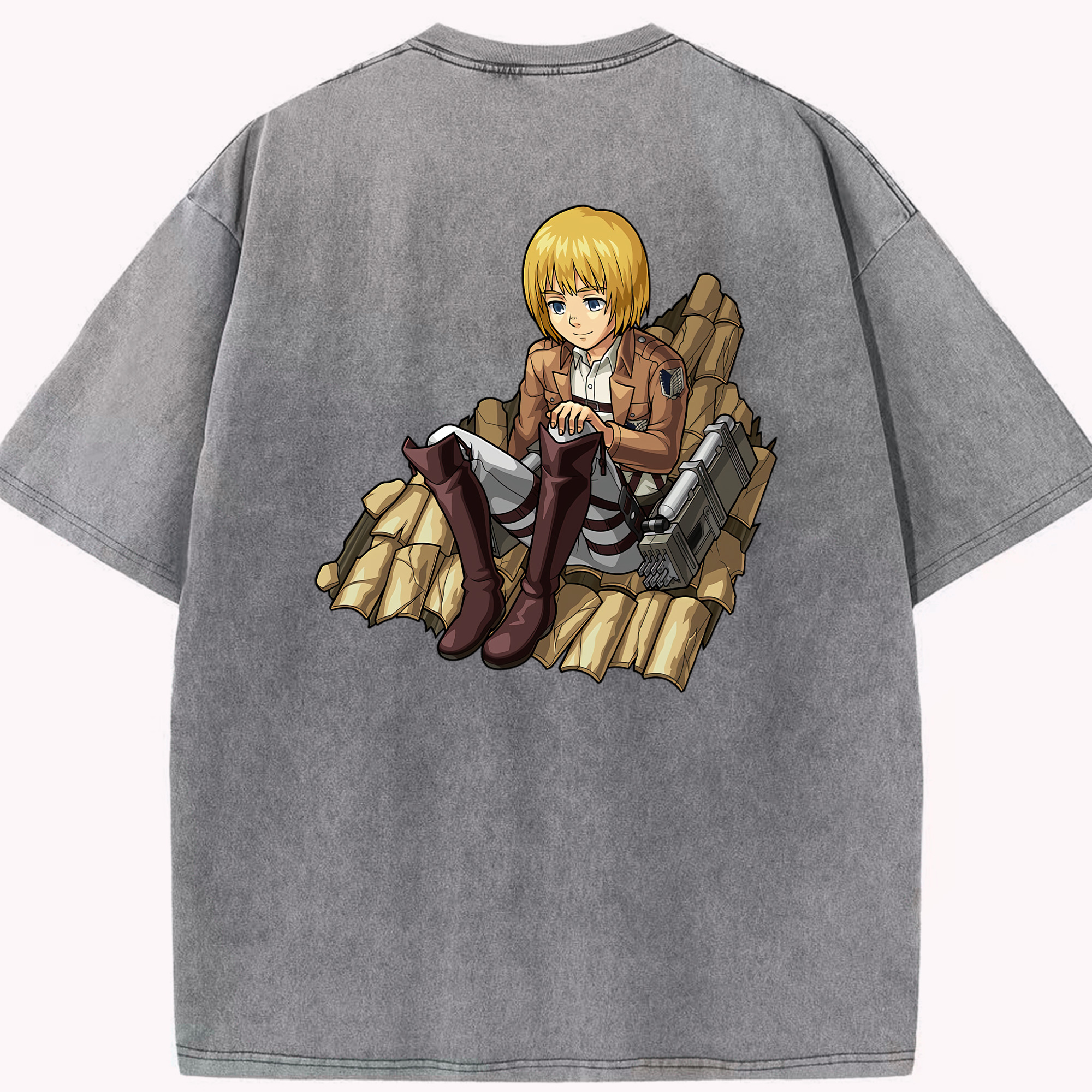 （画像用） 進撃の巨人 アルミン·アルレルト Attack on Titan Armin Arlert 綿100% ヴィンテージ風 半袖Tシャツ（背面プリント）