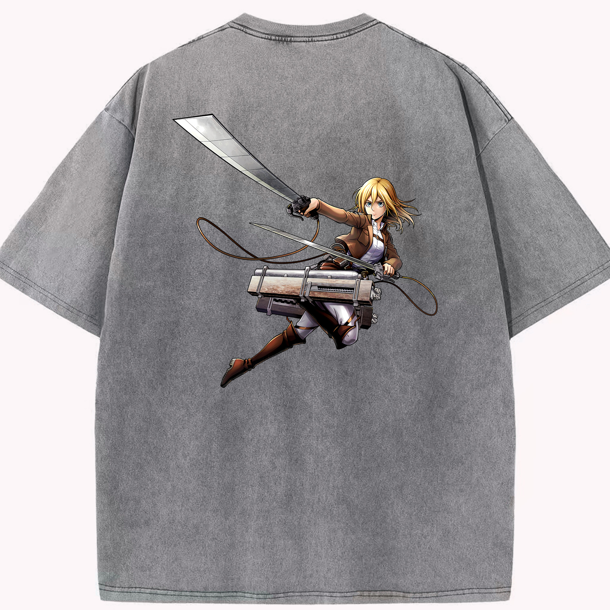 （画像用） 進撃の巨人 クリスタ·レンズ Attack on Titan Christa Lenz 綿100% ヴィンテージ風 半袖Tシャツ（背面プリント）