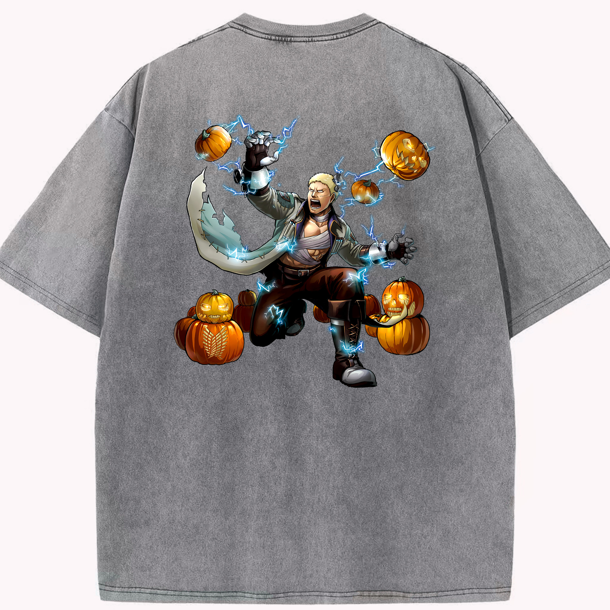 （画像用） 進撃の巨人 ライナー・ブラウン Attack on Titan Reiner Braun 綿100% ヴィンテージ風 半袖Tシャツ（背面プリント）