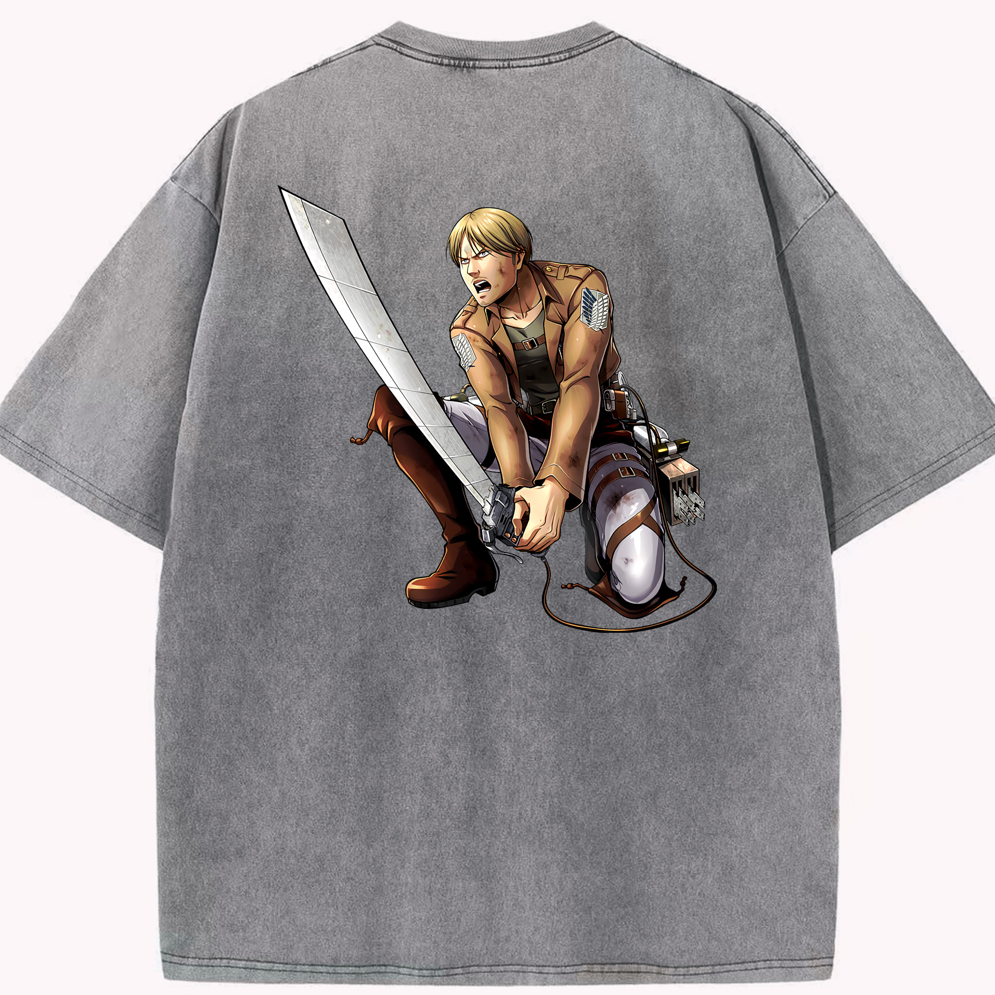 （画像用） 進撃の巨人 ミケ·ザカリアス Attack on Titan Mike Zakarius 綿100% ヴィンテージ風 半袖Tシャツ（背面プリント）