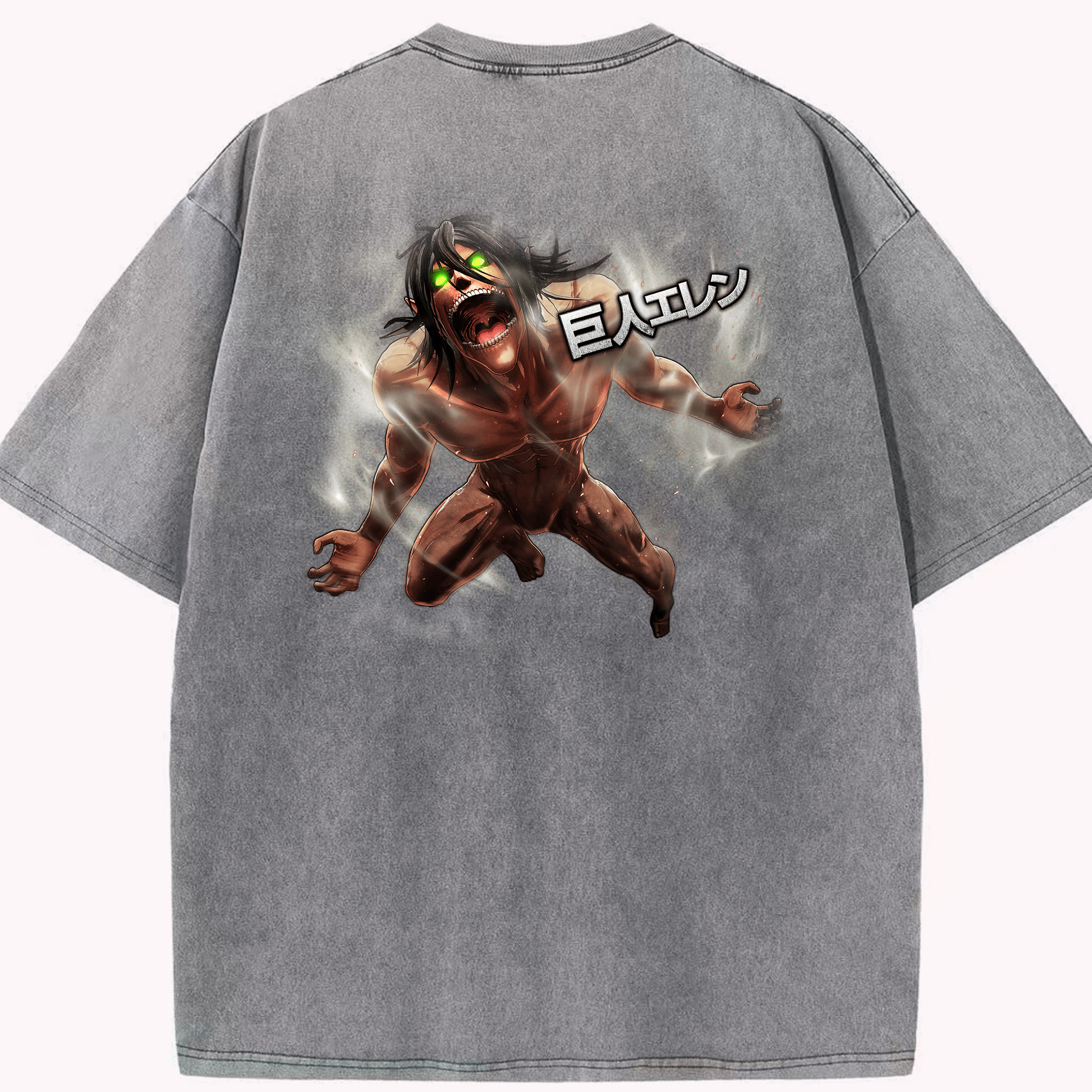 （画像用） 進撃の巨人 Attack on Titan 綿100% ヴィンテージ風 半袖Tシャツ（背面プリント）