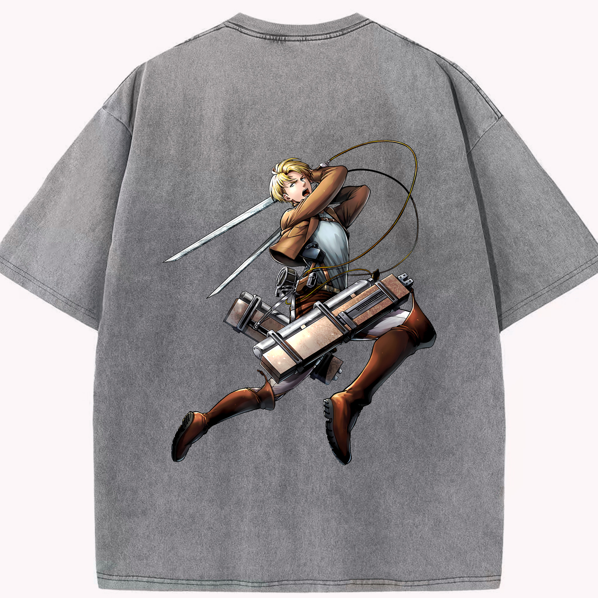 （画像用） 進撃の巨人 Attack on Titan 綿100% ヴィンテージ風 半袖Tシャツ（背面プリント）