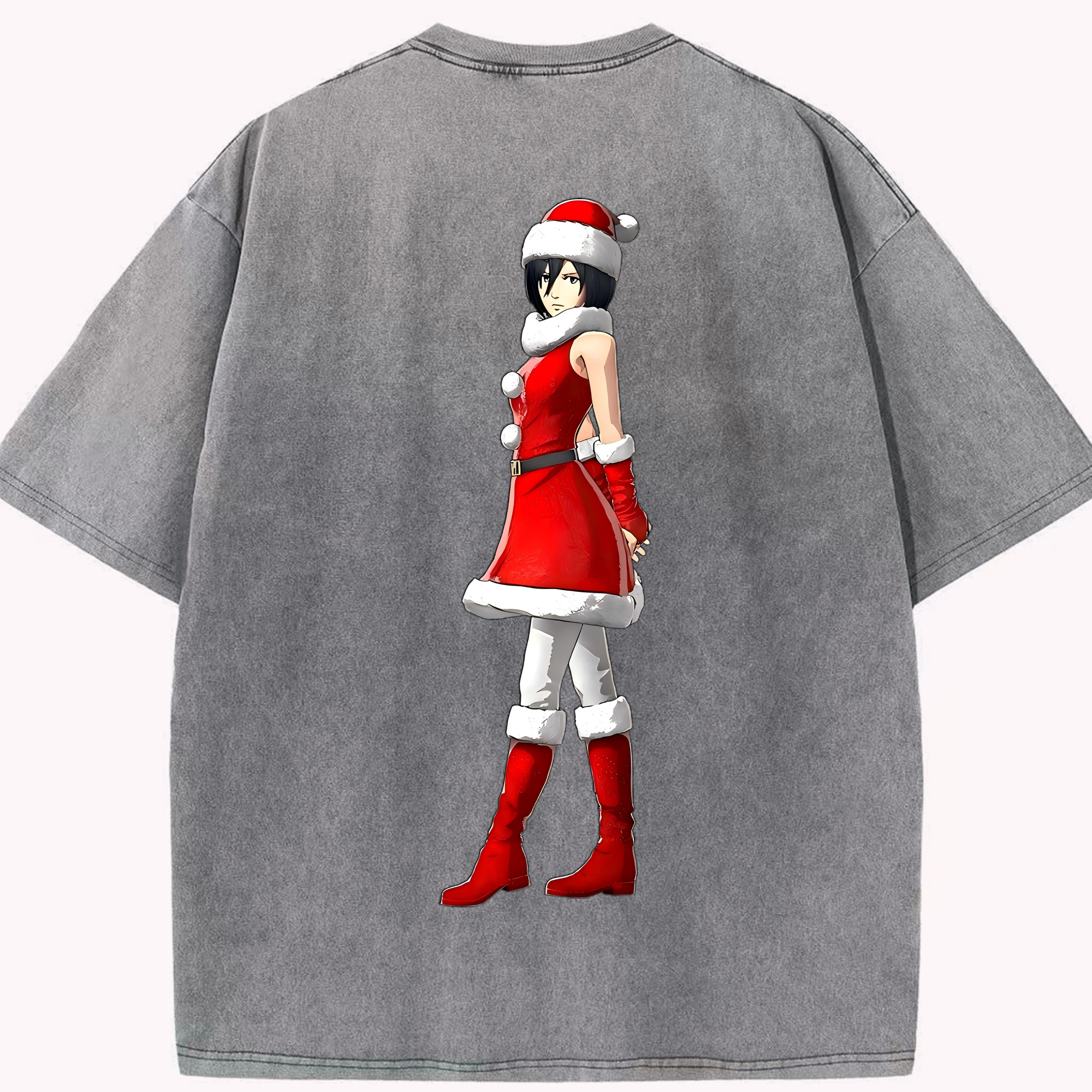 （画像用） 進撃の巨人 ミカサ·アッカーマン Attack on Titan Mikasa Ackerman 綿100% ヴィンテージ風 半袖Tシャツ（背面プリント）