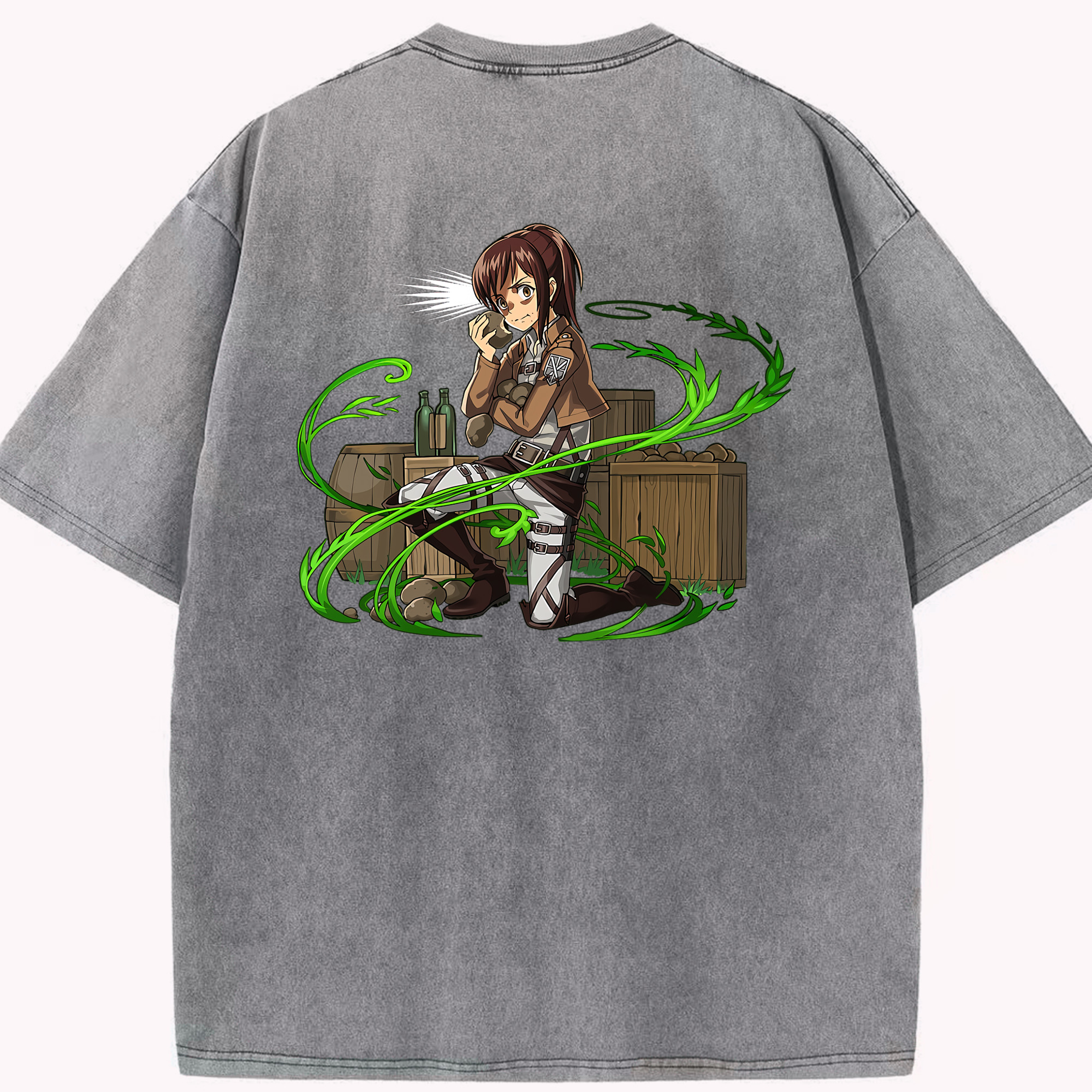 （画像用） 進撃の巨人 サシャ·ブラウス Attack on Titan Sasha Blaus 綿100% ヴィンテージ風 半袖Tシャツ（背面プリント）