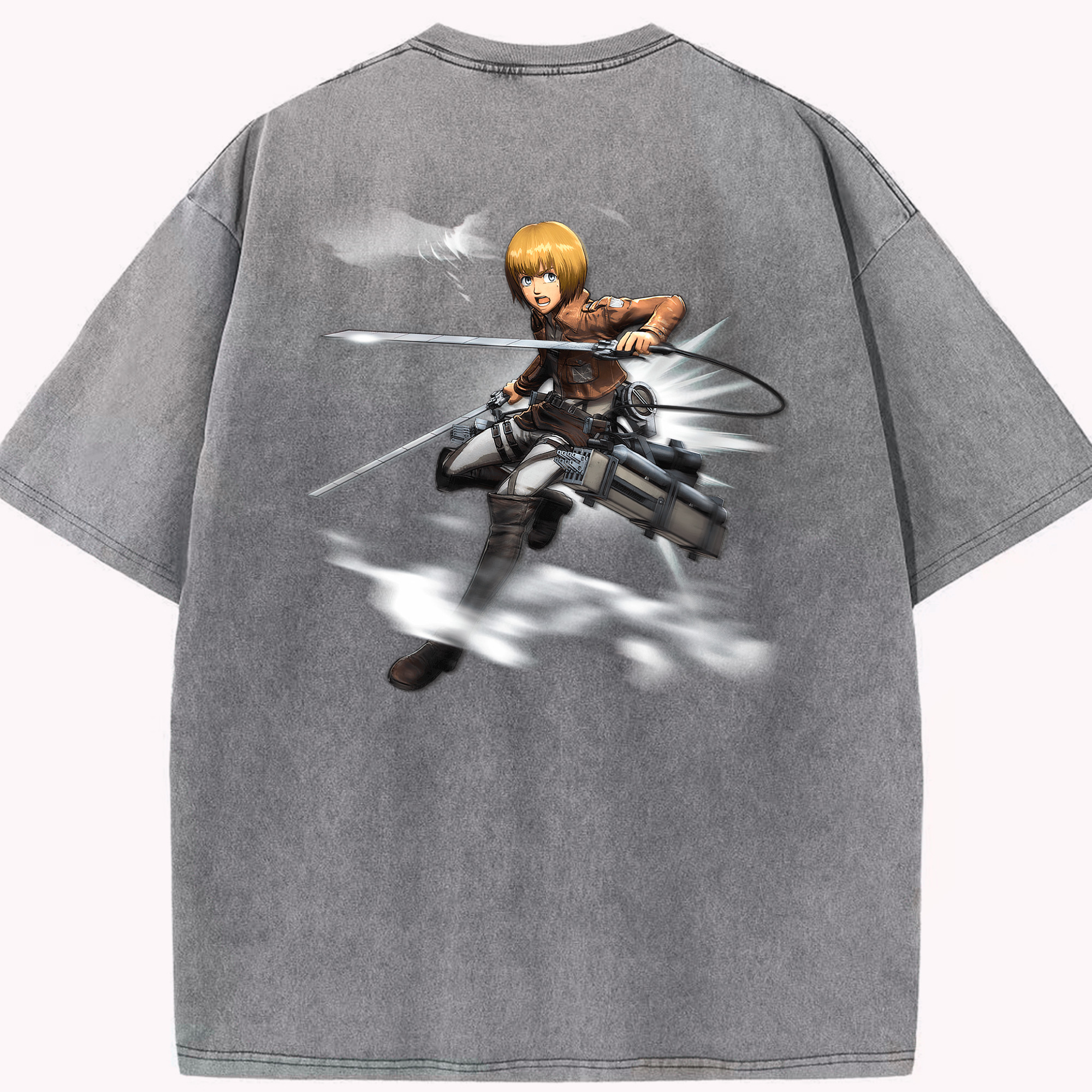 （画像用） 進撃の巨人 アルミン·アルレルト Attack on Titan Armin Arlert 綿100% ヴィンテージ風 半袖Tシャツ（背面プリント）