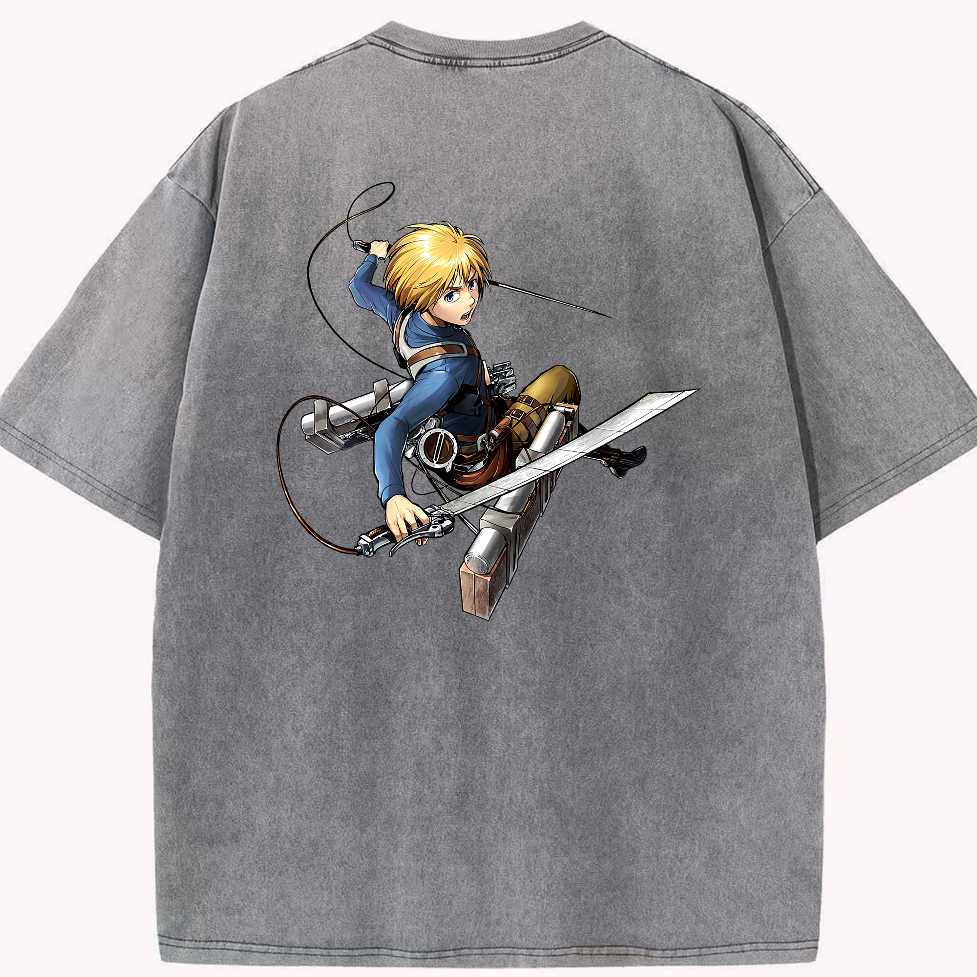 （画像用） 進撃の巨人 アルミン·アルレルト Attack on Titan Armin Arlert 綿100% ヴィンテージ風 半袖Tシャツ（背面プリント）