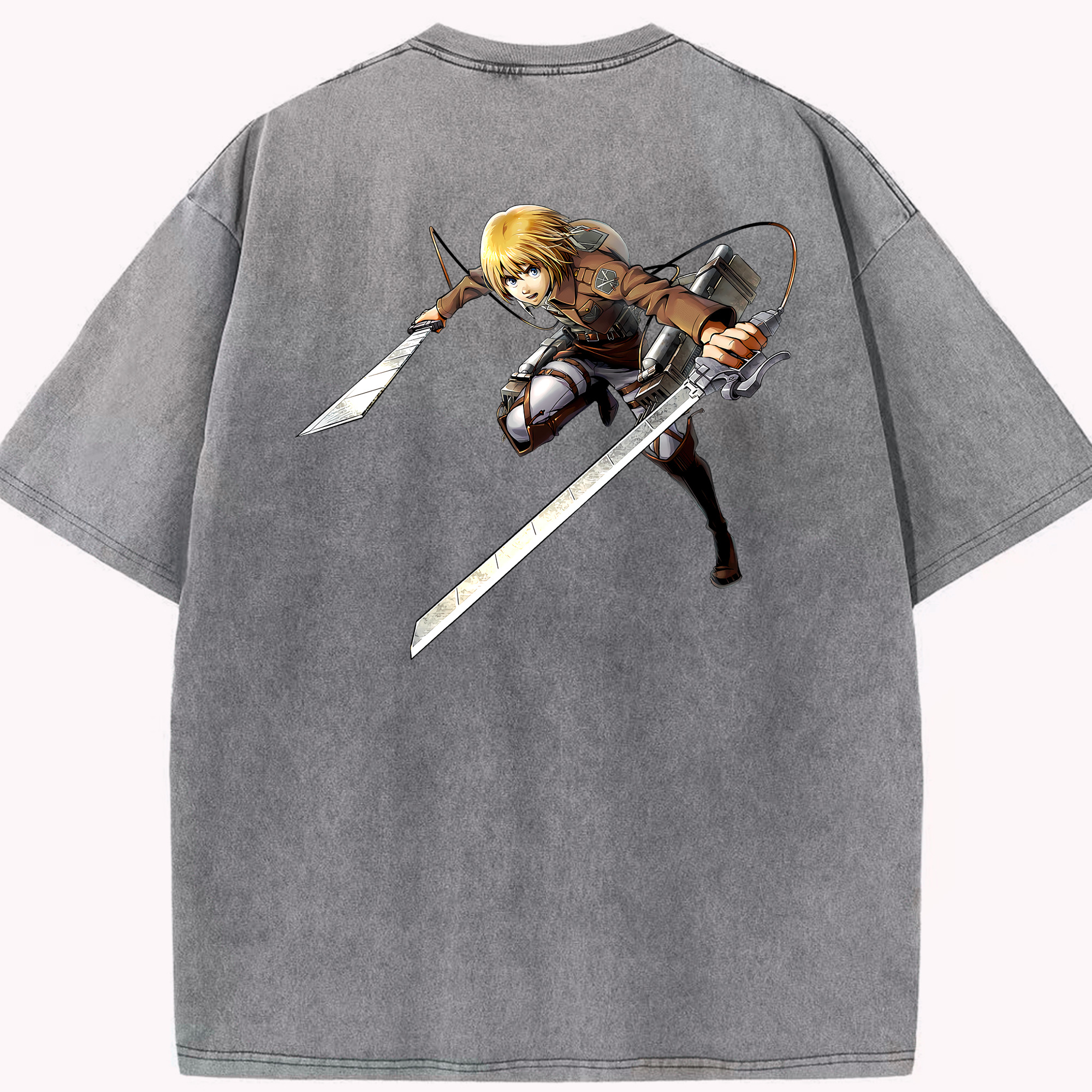 （画像用） 進撃の巨人 アルミン·アルレルト Attack on Titan Armin Arlert 綿100% ヴィンテージ風 半袖Tシャツ（背面プリント）