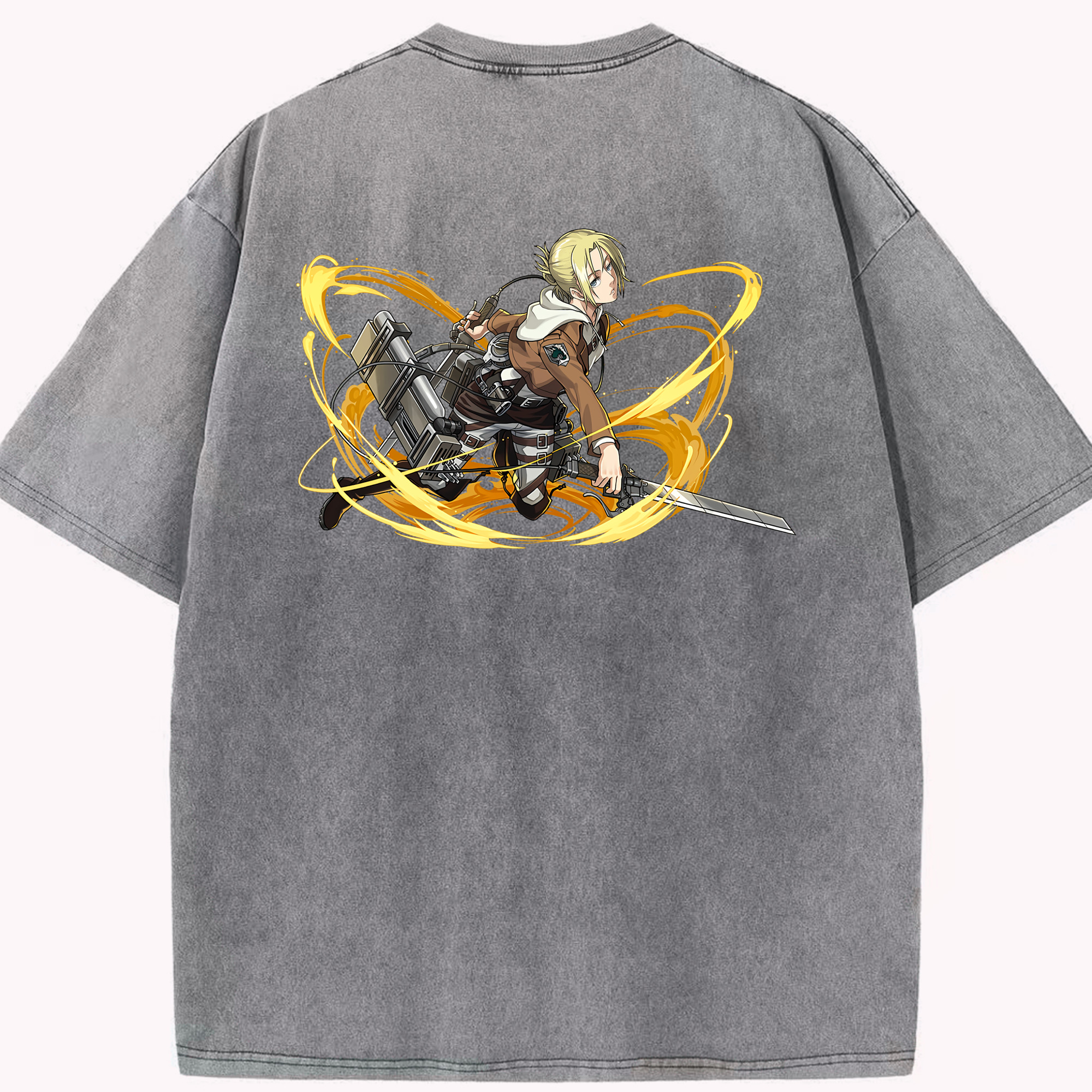 （画像用） 進撃の巨人 アニ・レオンハート Attack on Titan Annie Leonhart 綿100% ヴィンテージ風 半袖Tシャツ（背面プリント）