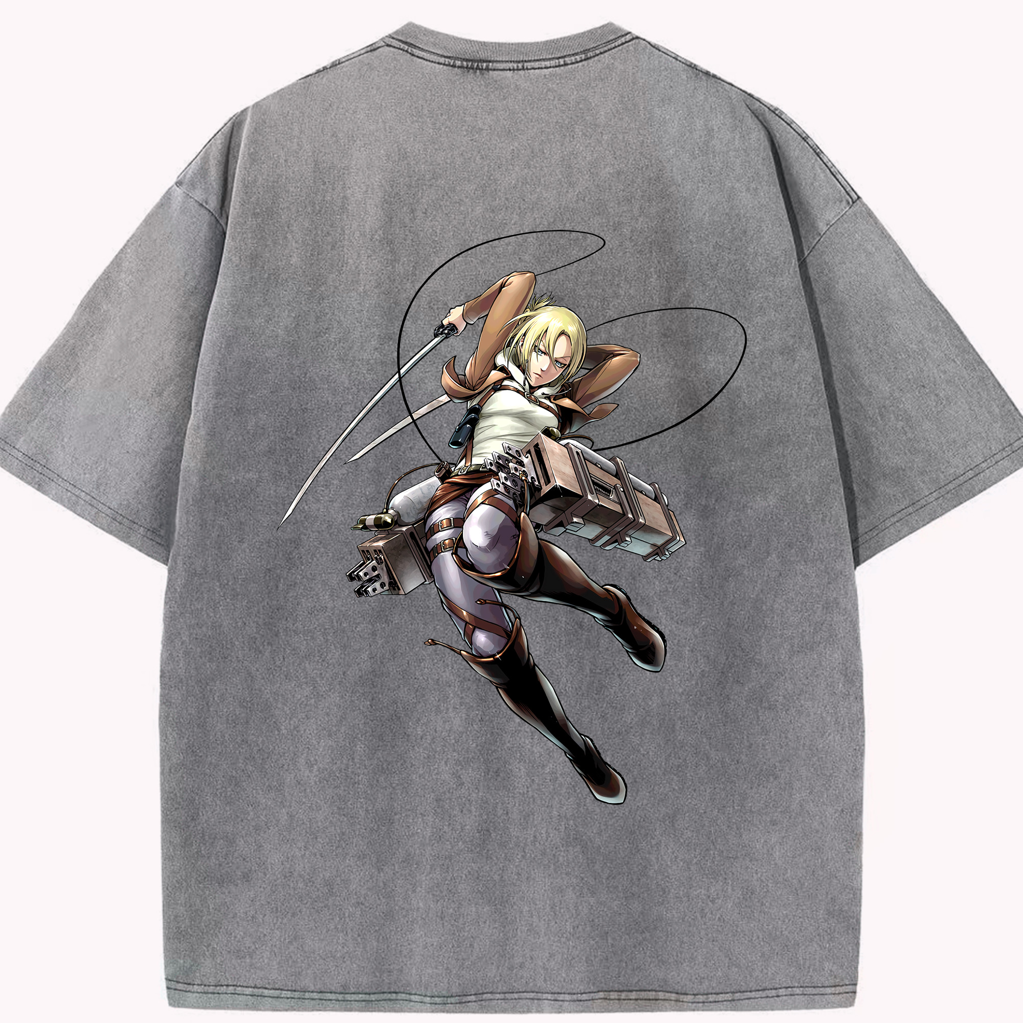 （画像用） 進撃の巨人 アニ・レオンハート Attack on Titan Annie Leonhart 綿100% ヴィンテージ風 半袖Tシャツ（背面プリント）