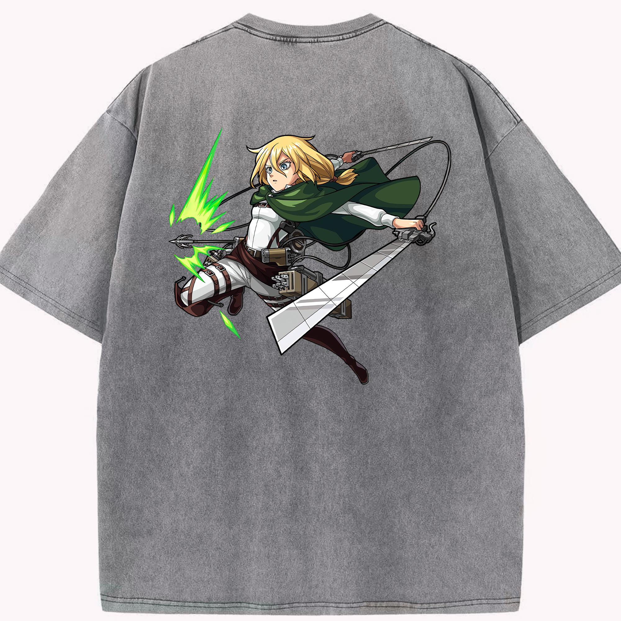 （画像用） 進撃の巨人 クリスタ·レンズ Attack on Titan Christa Lenz 綿100% ヴィンテージ風 半袖Tシャツ（背面プリント）