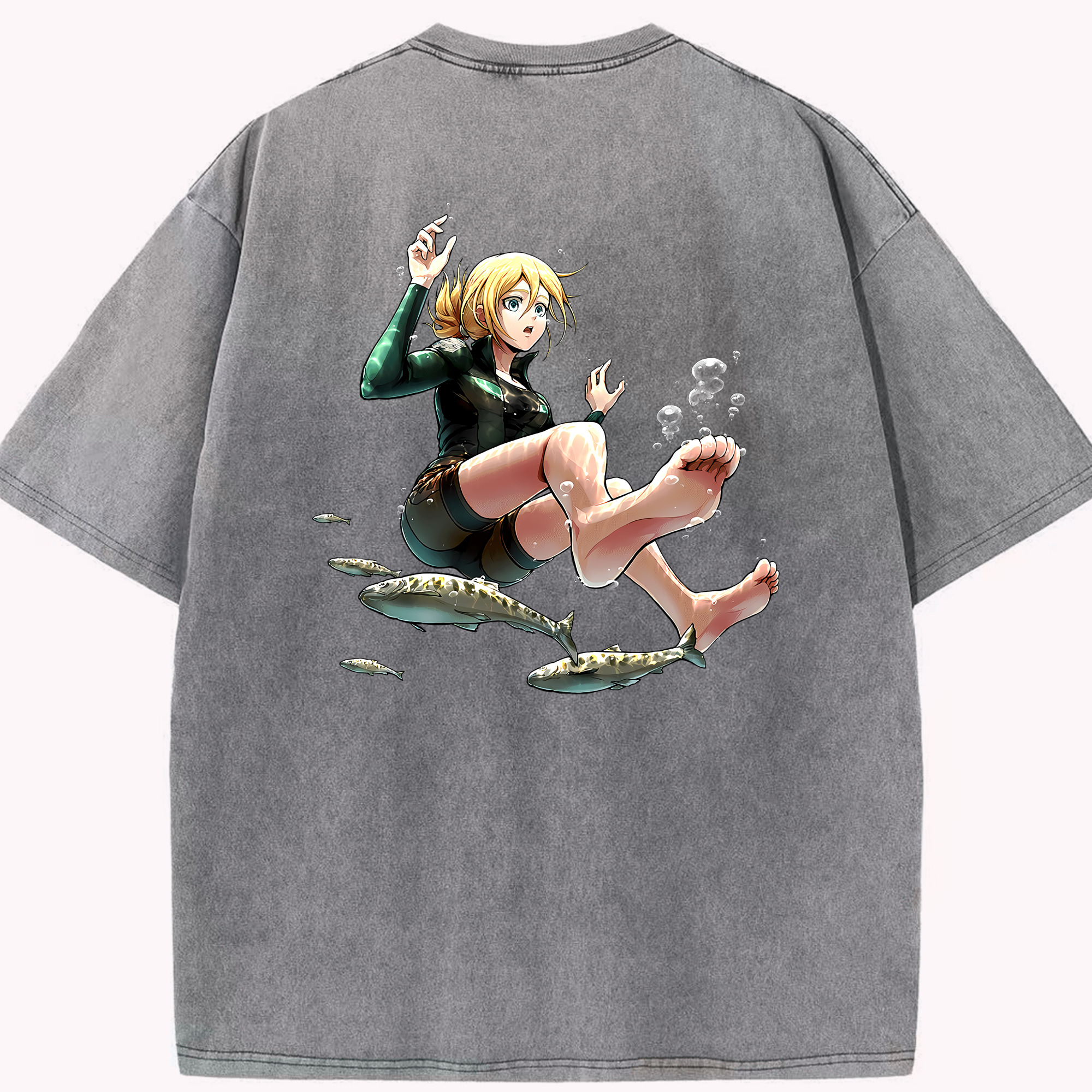 （画像用） 進撃の巨人 クリスタ·レンズ Attack on Titan Christa Lenz 綿100% ヴィンテージ風 半袖Tシャツ（背面プリント）