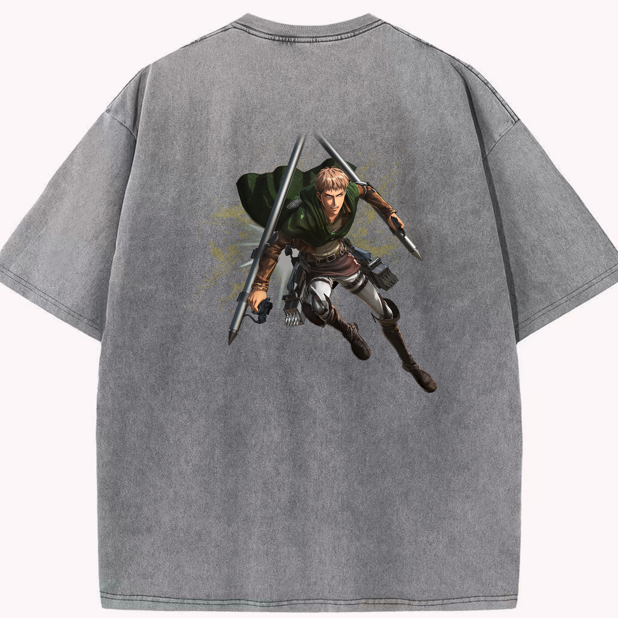 （画像用） 進撃の巨人 ジャン・キルシュタイン Attack on Titan Jean Kirstein 綿100% ヴィンテージ風 半袖Tシャツ（背面プリント）