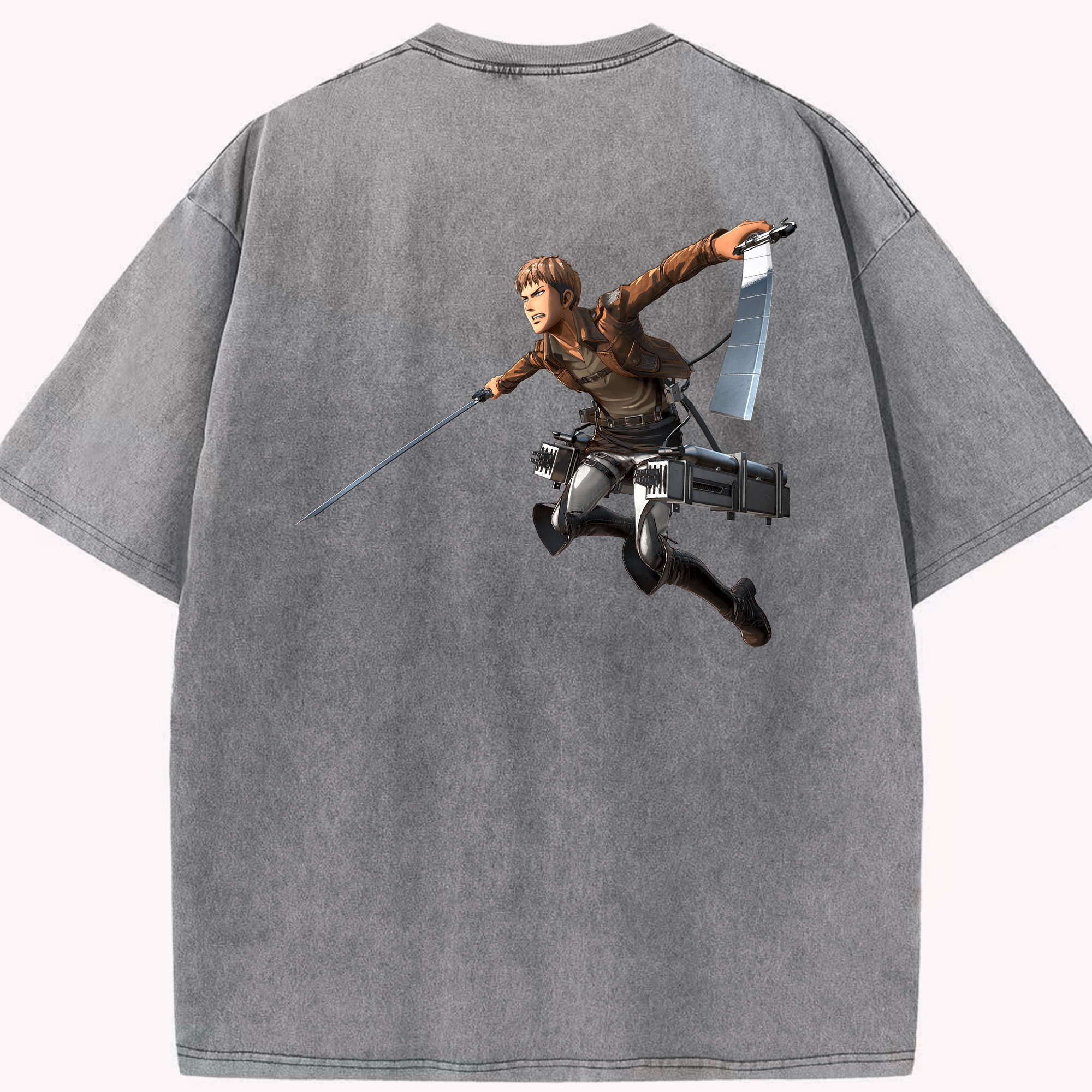 （画像用） 進撃の巨人 ジャン・キルシュタイン Attack on Titan Jean Kirstein 綿100% ヴィンテージ風 半袖Tシャツ（背面プリント）