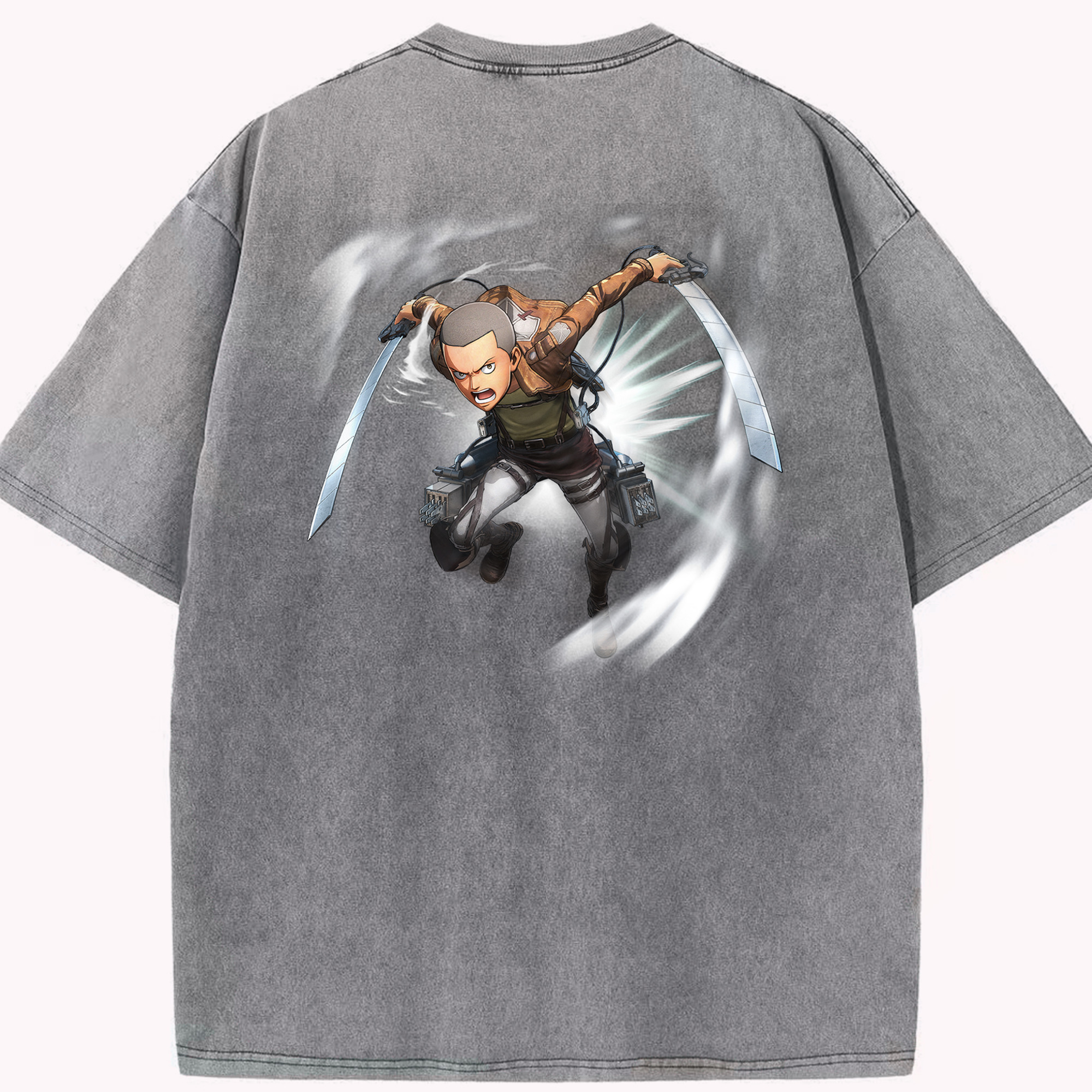 （画像用） 進撃の巨人 コニー·スプリンガー Attack on Titan Connie Springer 綿100% ヴィンテージ風 半袖Tシャツ（背面プリント）