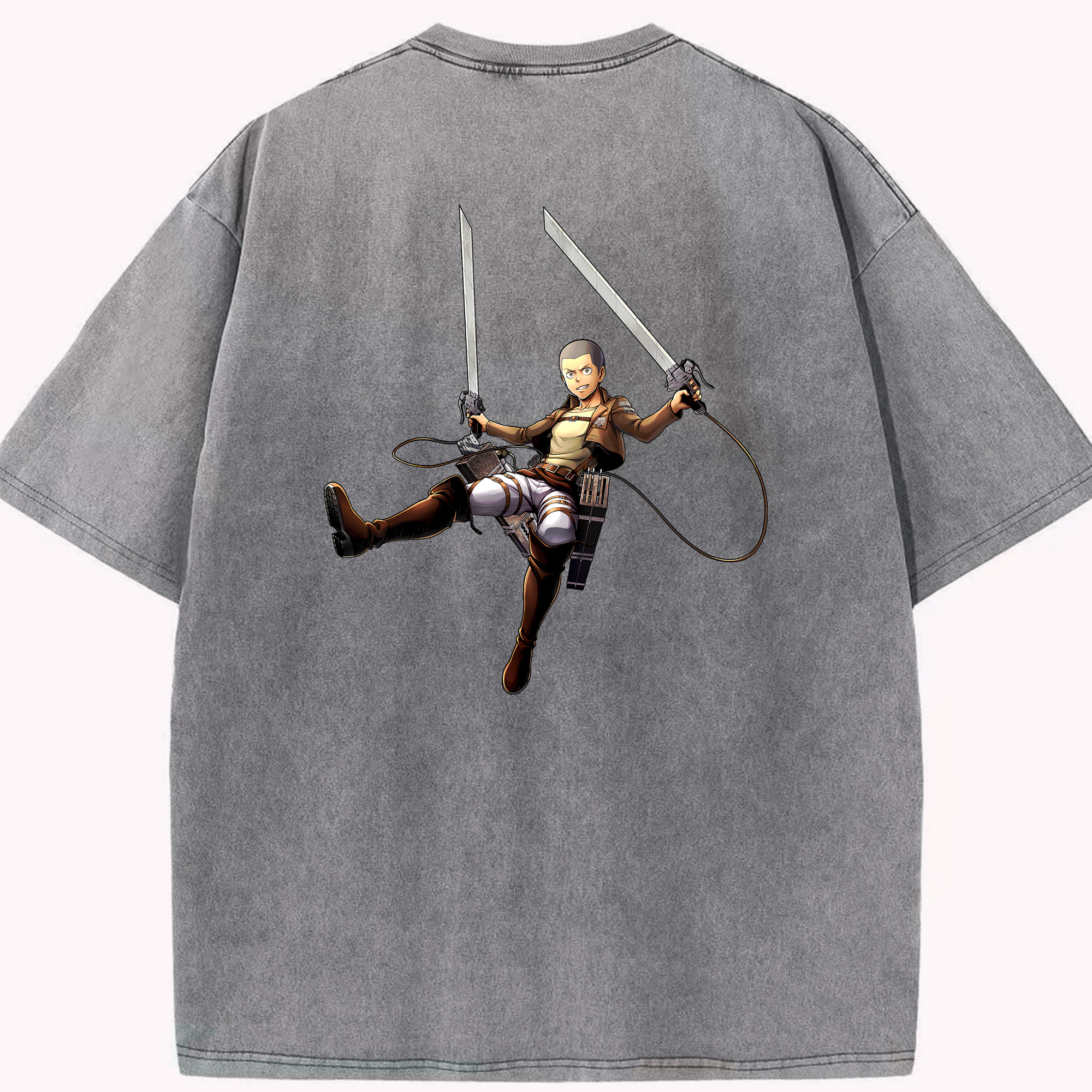 （画像用） 進撃の巨人 コニー·スプリンガー Attack on Titan Connie Springer 綿100% ヴィンテージ風 半袖Tシャツ（背面プリント）