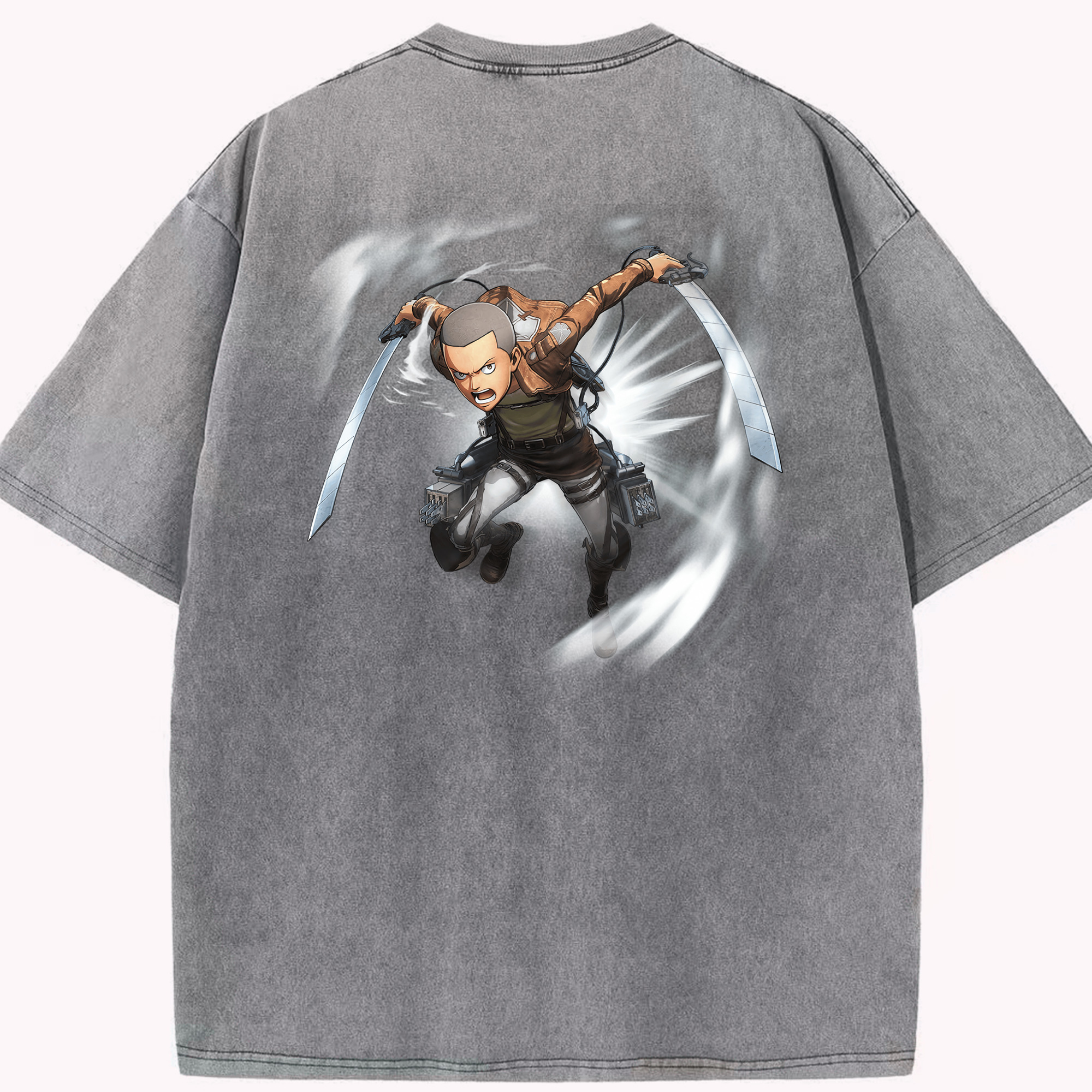 （画像用） 進撃の巨人 コニー·スプリンガー Attack on Titan Connie Springer 綿100% ヴィンテージ風 半袖Tシャツ（背面プリント）