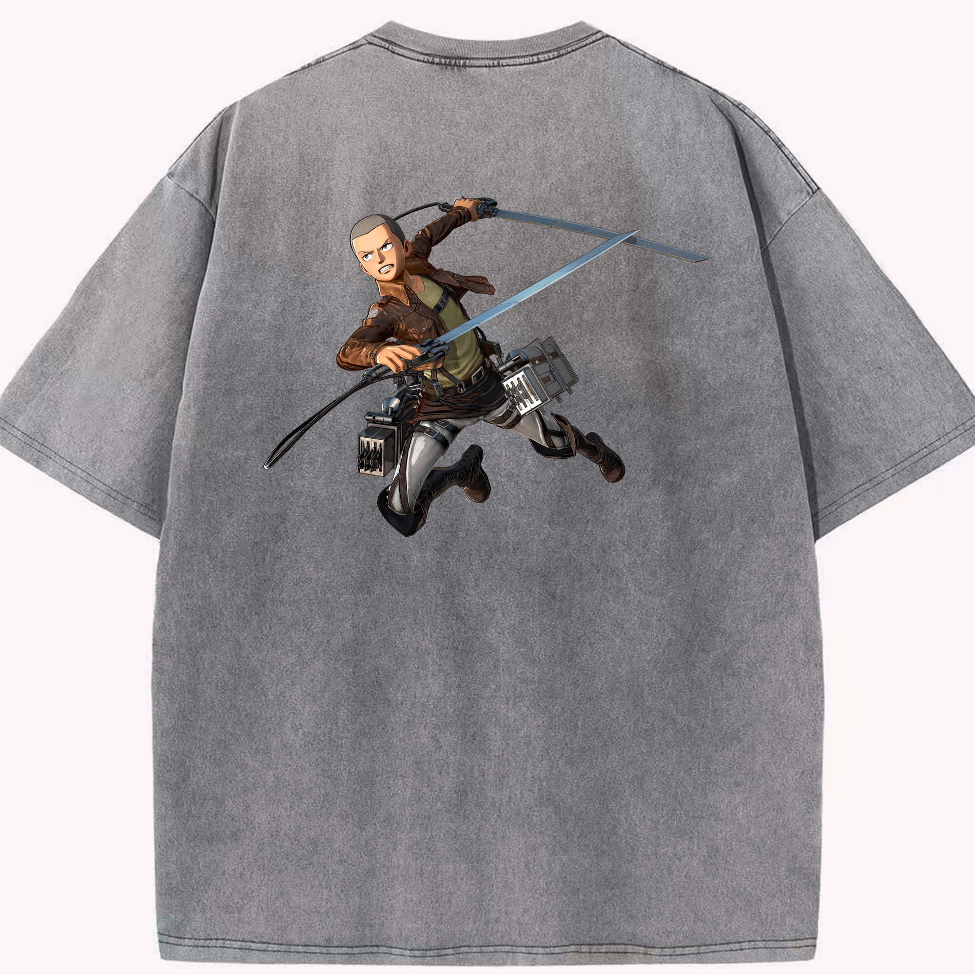 （画像用） 進撃の巨人 コニー·スプリンガー Attack on Titan Connie Springer 綿100% ヴィンテージ風 半袖Tシャツ（背面プリント）