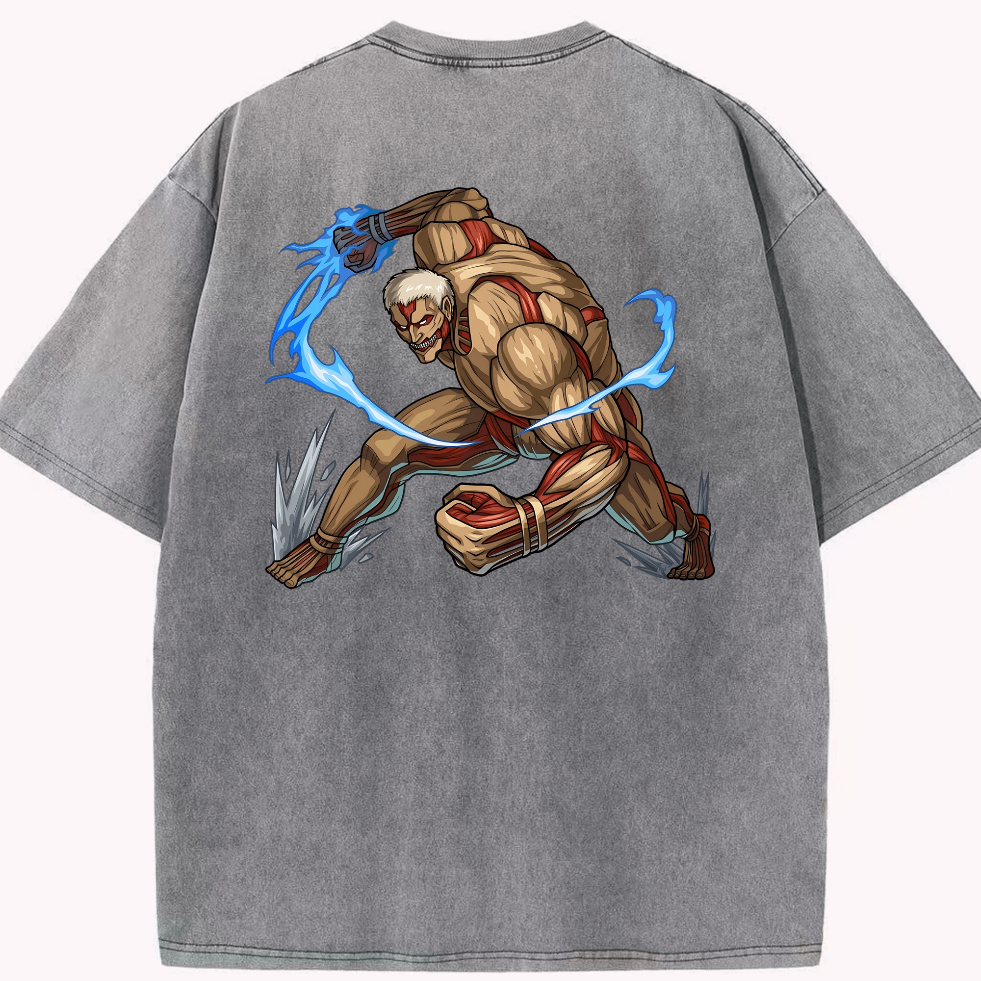 （画像用） 進撃の巨人 Attack on Titan 綿100% ヴィンテージ風 半袖Tシャツ（背面プリント）