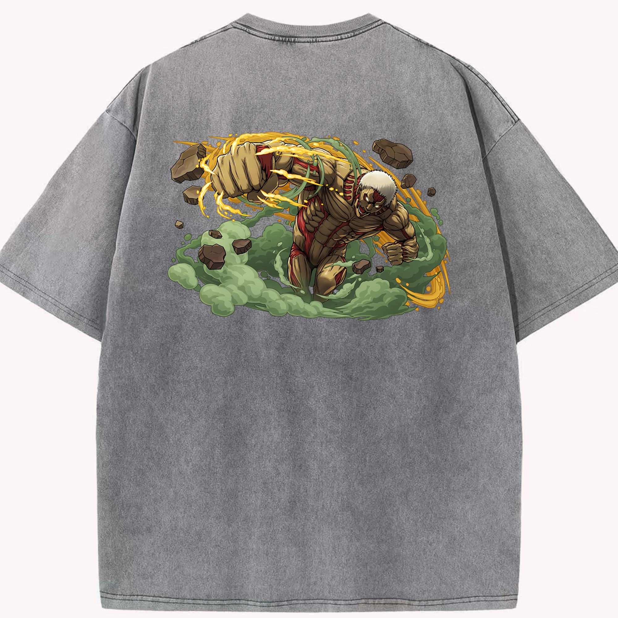 （画像用） 進撃の巨人 Attack on Titan 綿100% ヴィンテージ風 半袖Tシャツ（背面プリント）