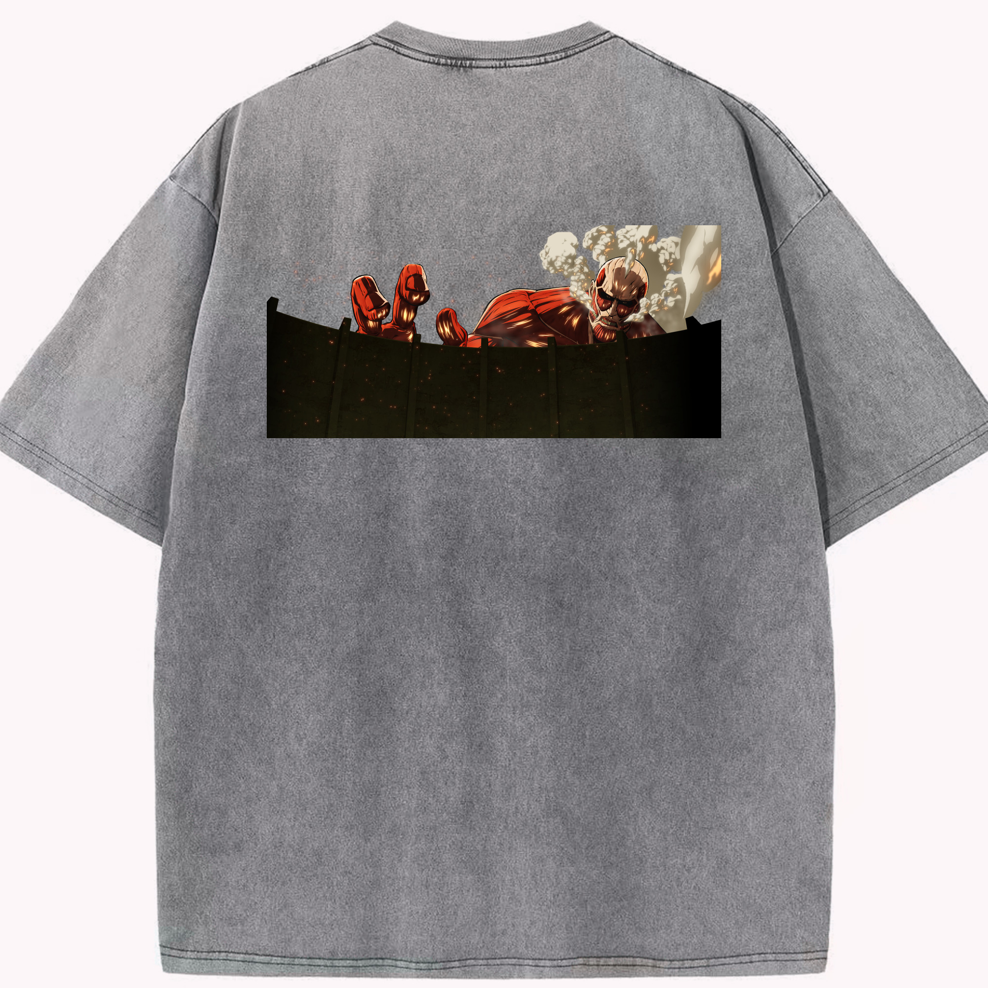 （画像用） 進撃の巨人 Attack on Titan 綿100% ヴィンテージ風 半袖Tシャツ（背面プリント）